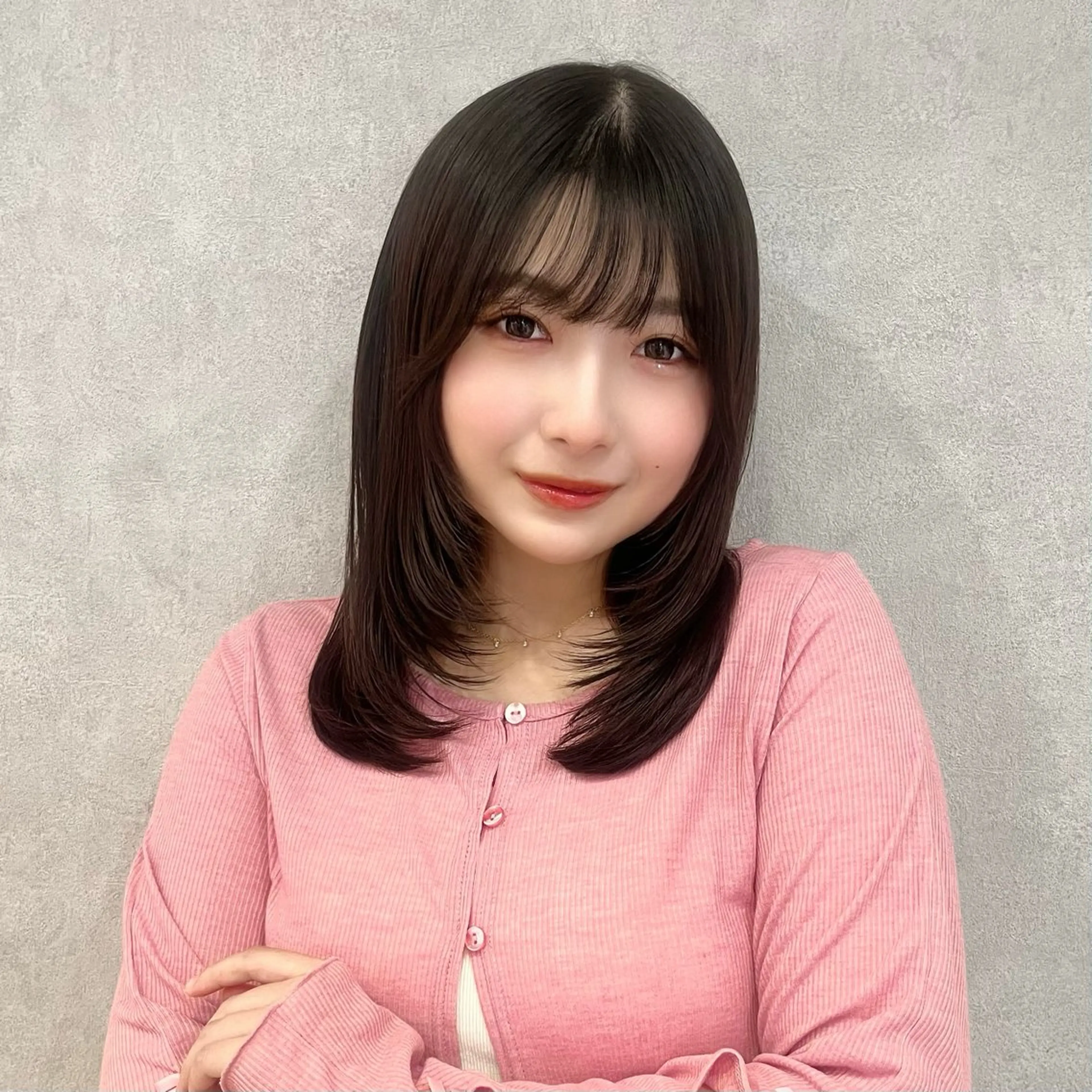 ミディアム カット ヘアカラー 韓国🎀レイヤー/艶 髪/縮毛矯正/ユリナのヘアスタイル