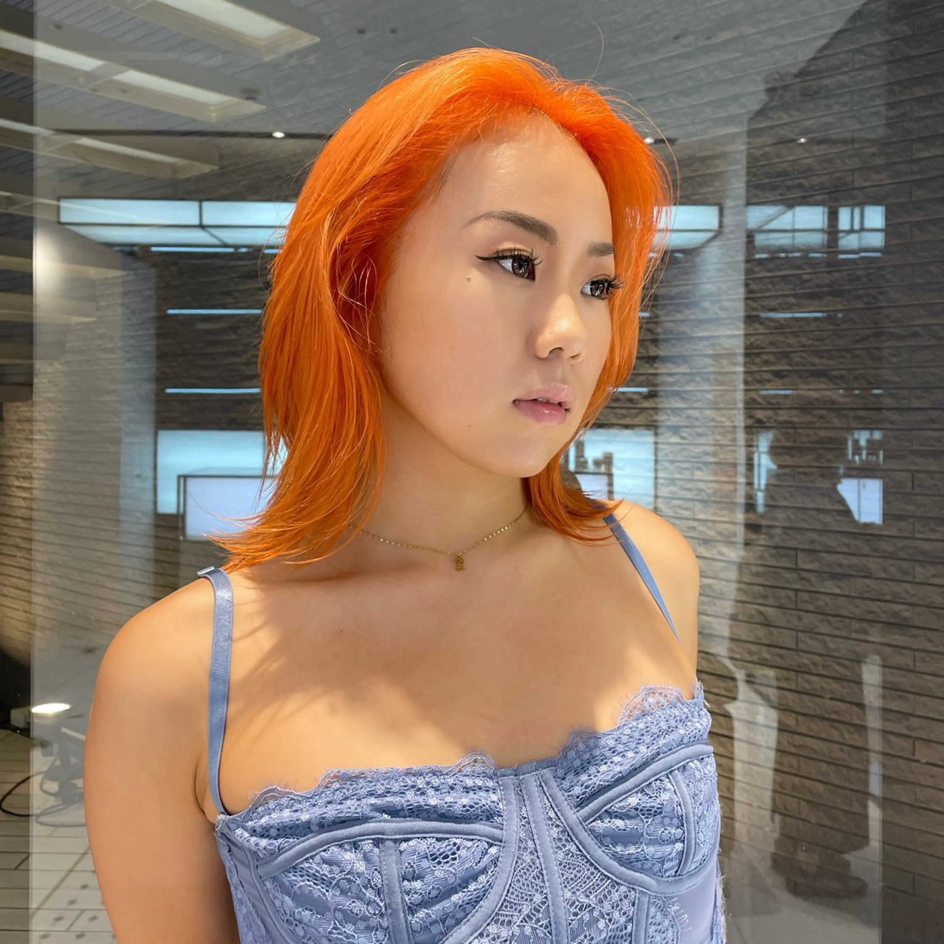 ミディアム カラー ブリーチ オレンジ ヘアカラー トリートメント ヘアセット keen 吉祥寺所属・【韓国❤️海外ヘア】 AYAKAのヘアスタイル