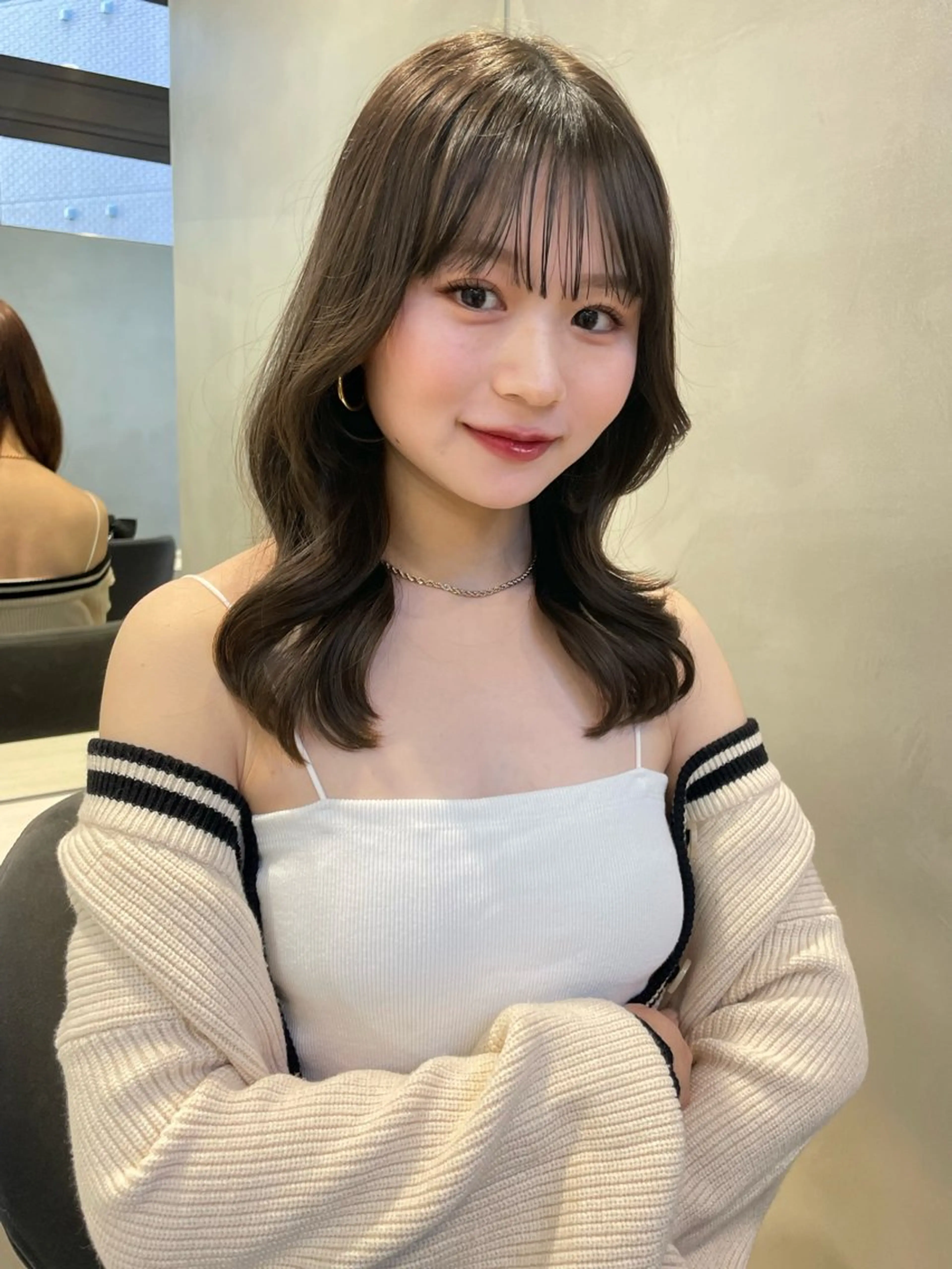 ロング チョコレートブラウン ピンクブラウン くびれヘア ヨシンモリ 韓国風ヘア カット ヘアカラー レイヤー縮毛矯正 ささきすずね💗のヘアスタイル