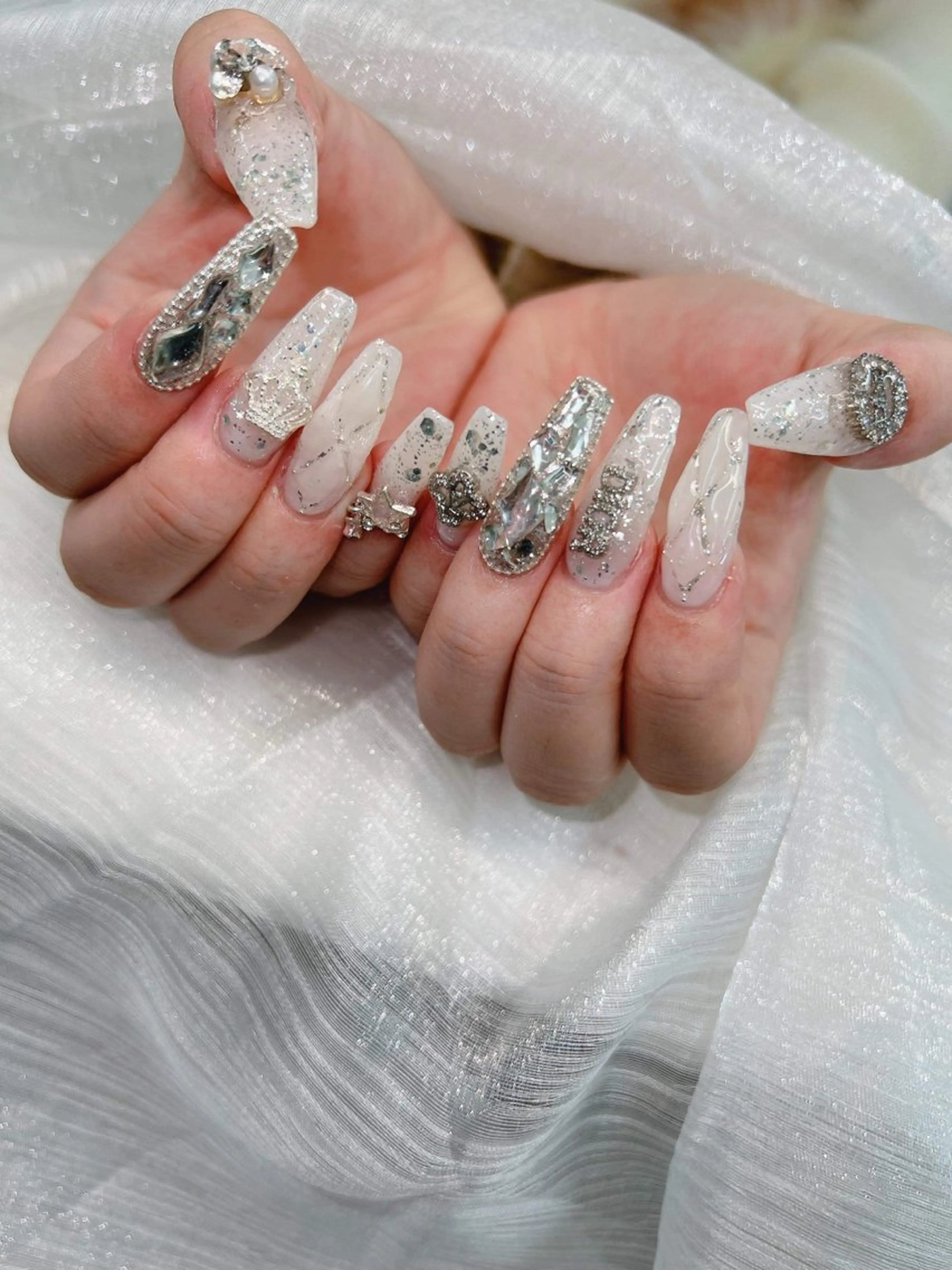 ネイル 長さ出し マグネットネイル ミラーネイル ネイルチップ 冬ネイル Lee Nails チップ長さだし専門店のネイルデザイン