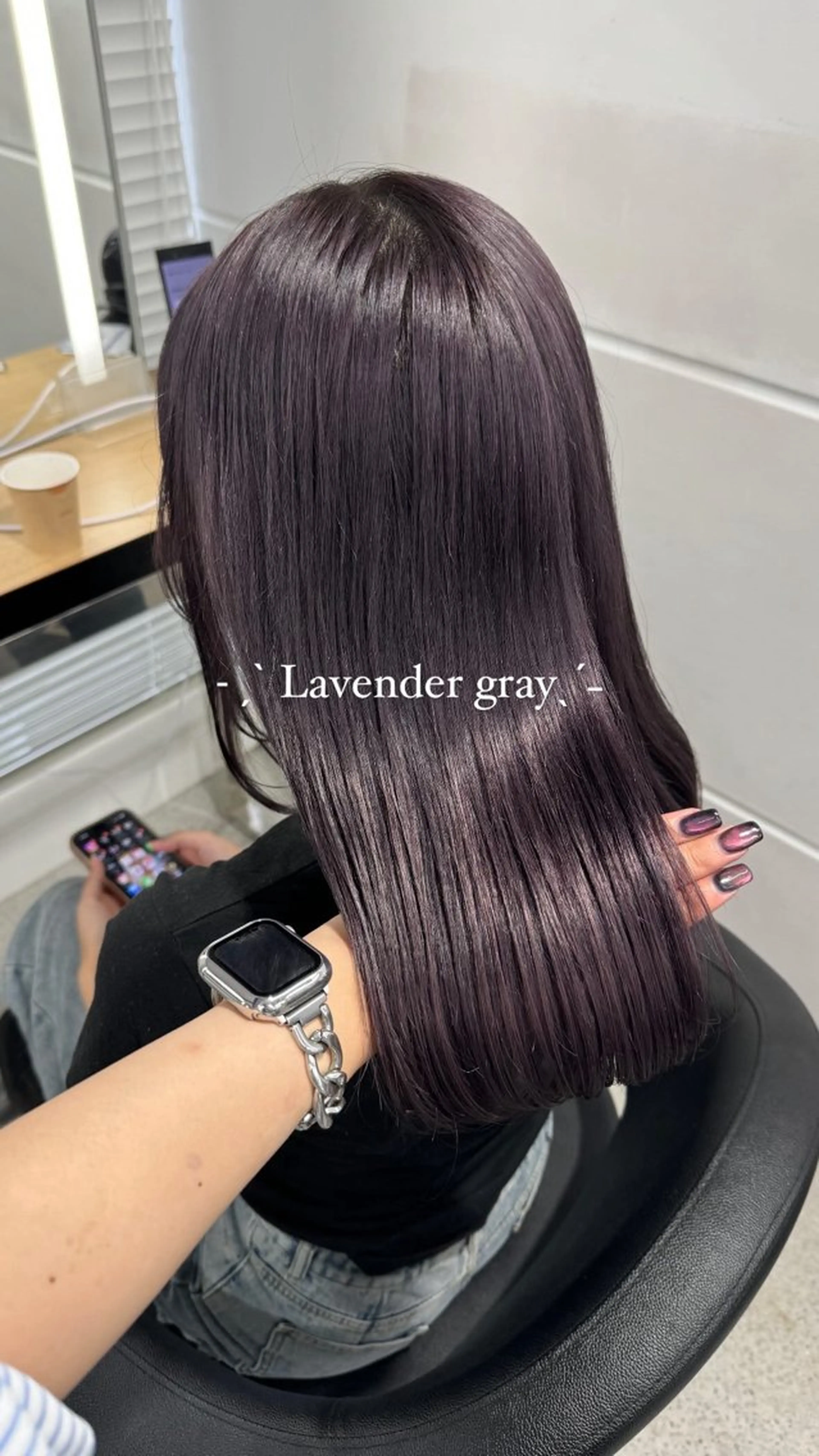 ロング カラー ヘアカラー 暗髪🩶ラベンダー/ ブルー/ユウナ🤍のヘアスタイル