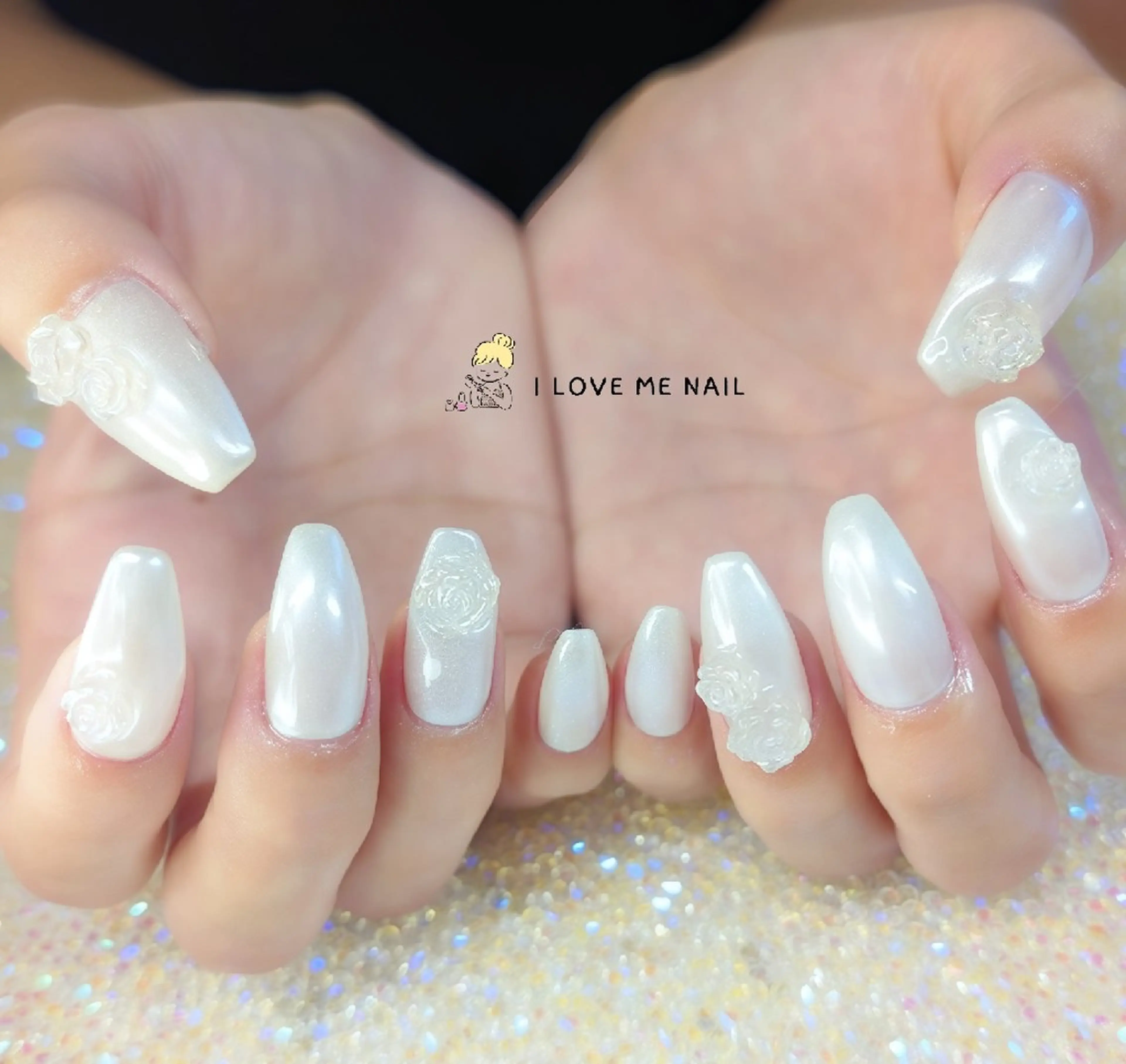 ネイル 長さ出し ハート 韓国ネイル マグネットネイル ニュアンスネイル I LOVE ME  NAIL.｡.:*♡のネイルデザイン