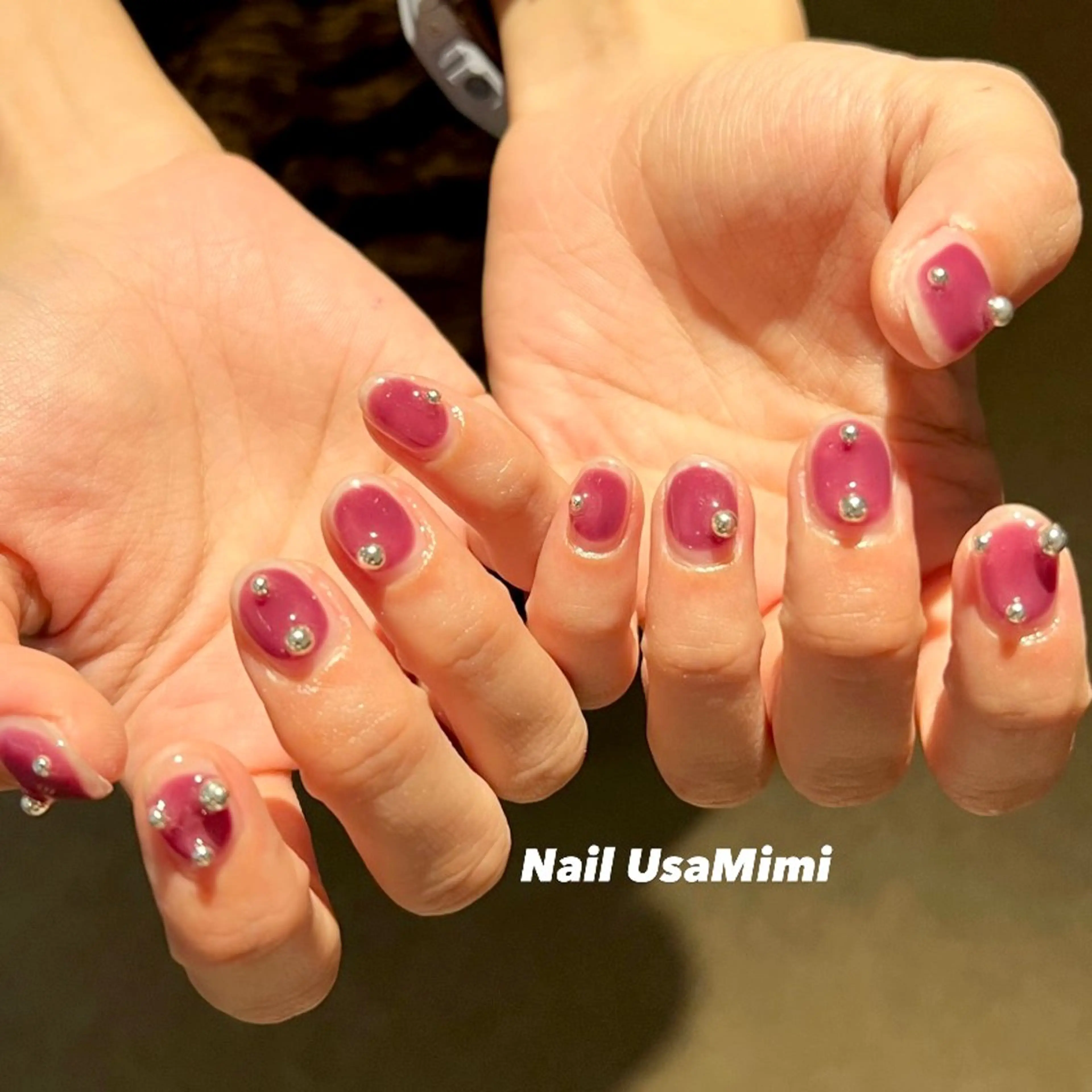 ネイル フットネイル ジェルネイル マグネットネイル 持ち込み ニュアンスネイル 本町ネイルNail UsaMimiのネイルデザイン