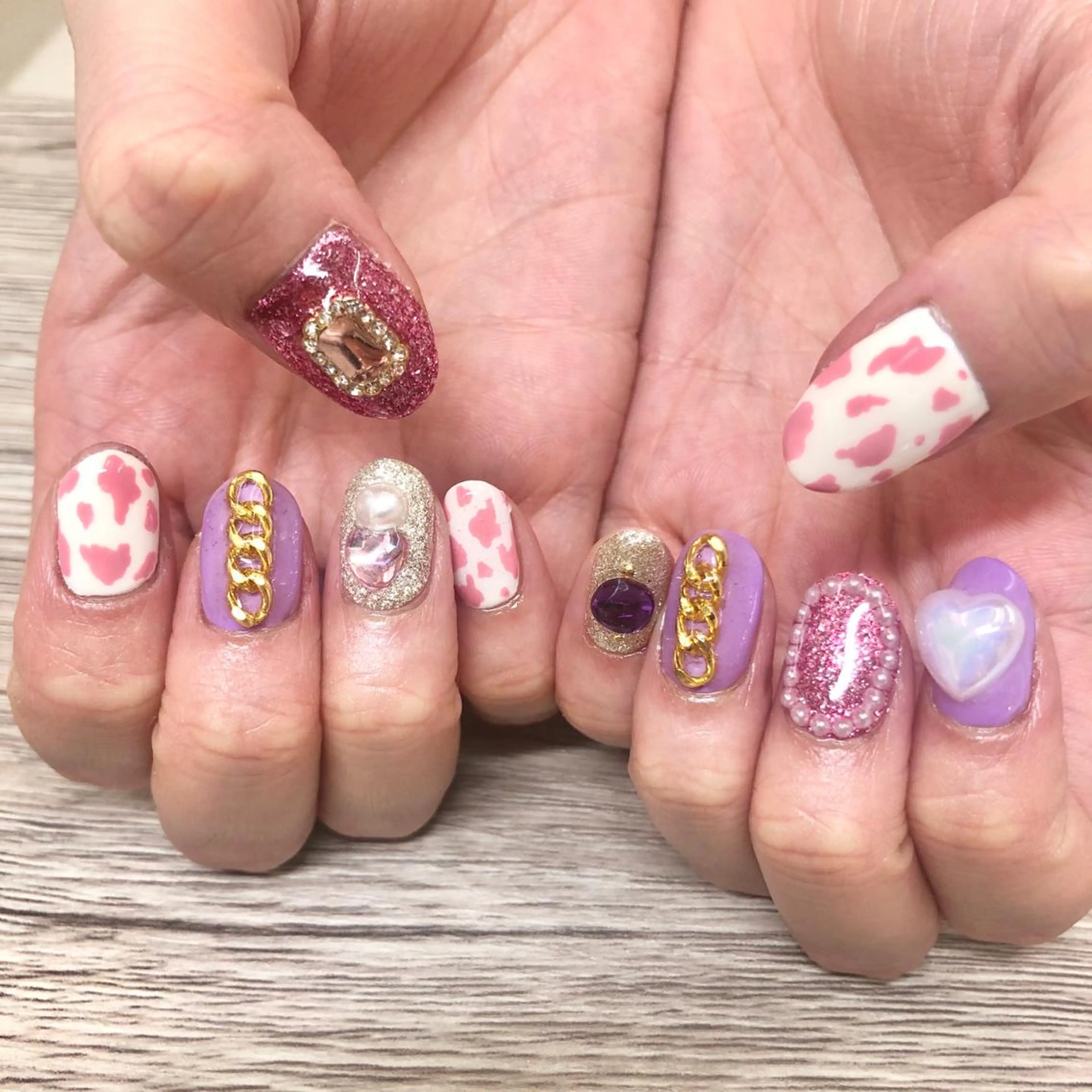 ネイル ピンク パープル 🎀AYAKO 🎀中韓ネイルのネイルデザイン