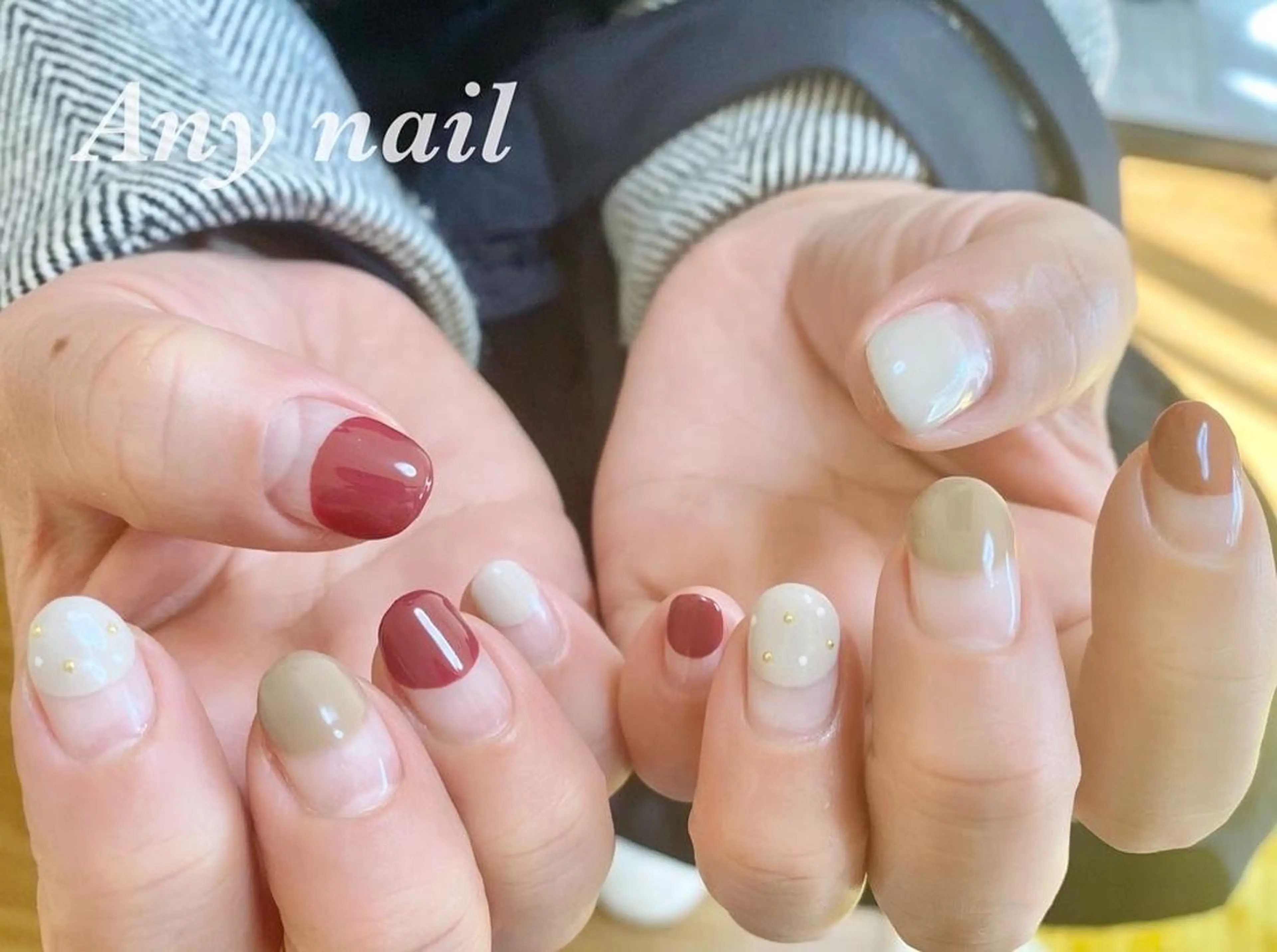 ネイル アートネイル ドット フレンチネイル 赤色 ハンドネイル 岩澤 恵子のネイルデザイン