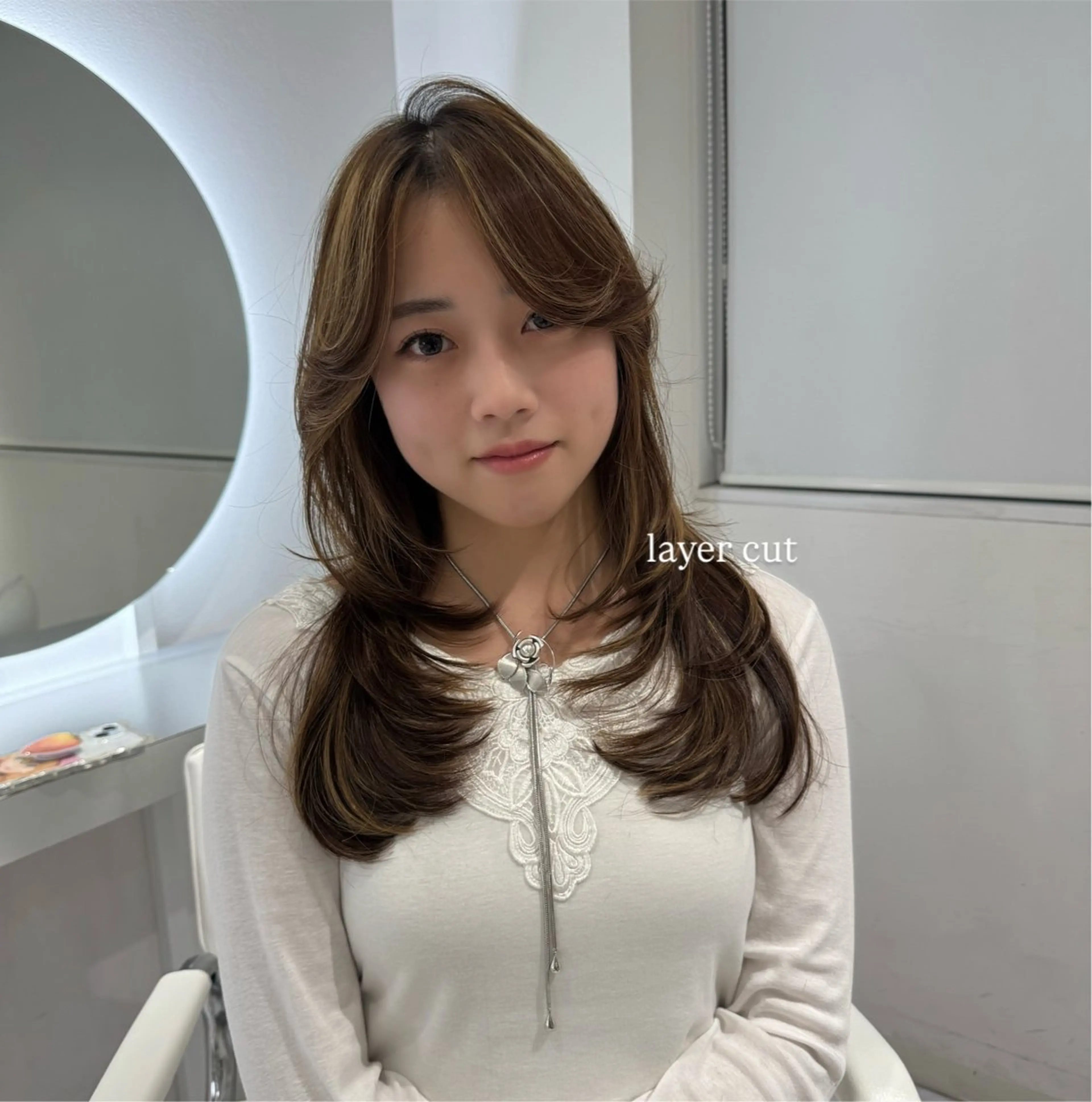 セミロング レイヤーカット rina/無料 レイヤーカット/上野のヘアスタイル