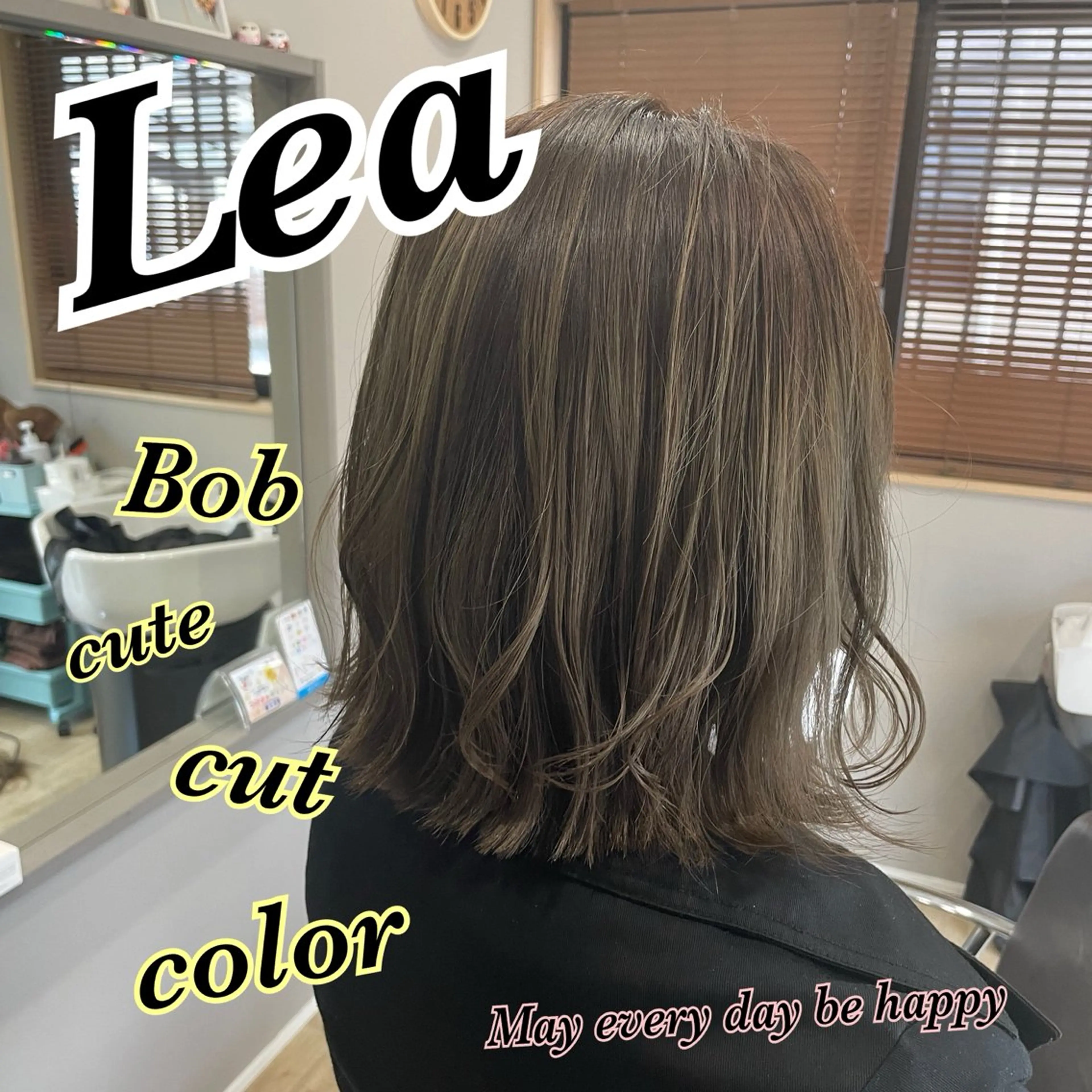 ミディアム カラー ボブ Hair room Leaのヘアスタイル