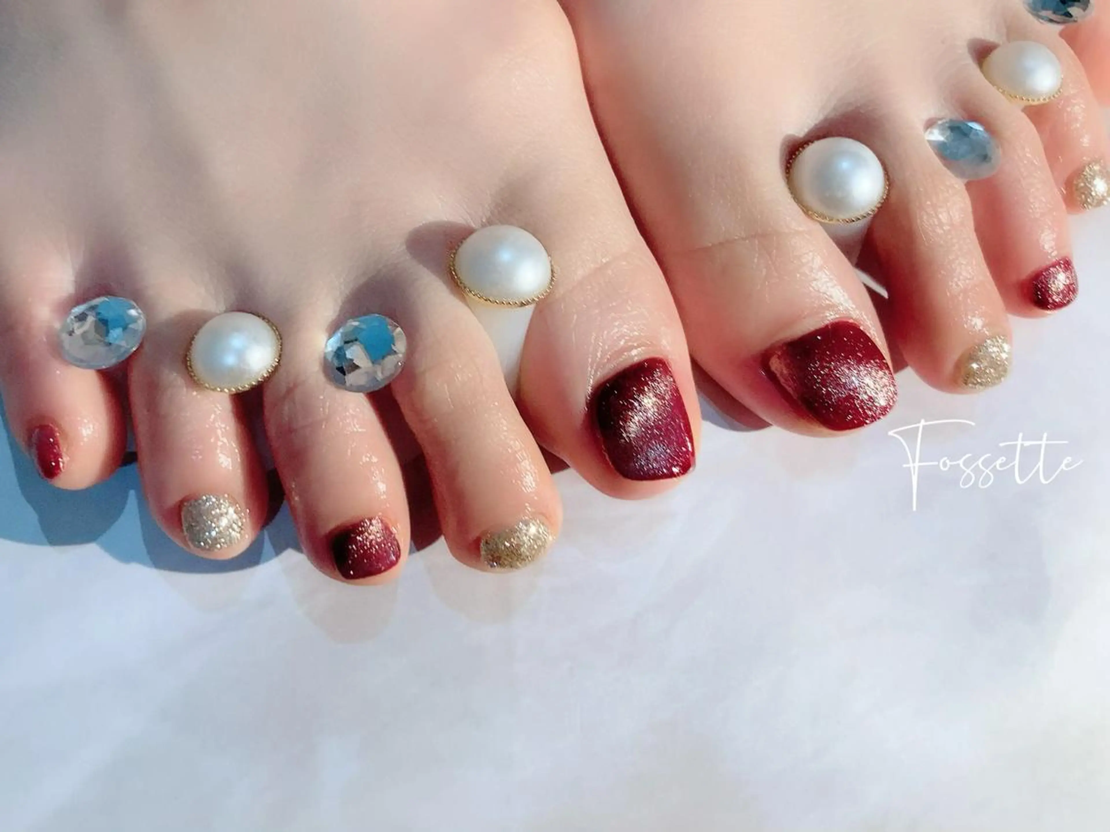 ネイル アートネイル フットネイル ジェルネイル キラキラネイル マグネットネイル nailsalon Fossetteのネイルデザイン