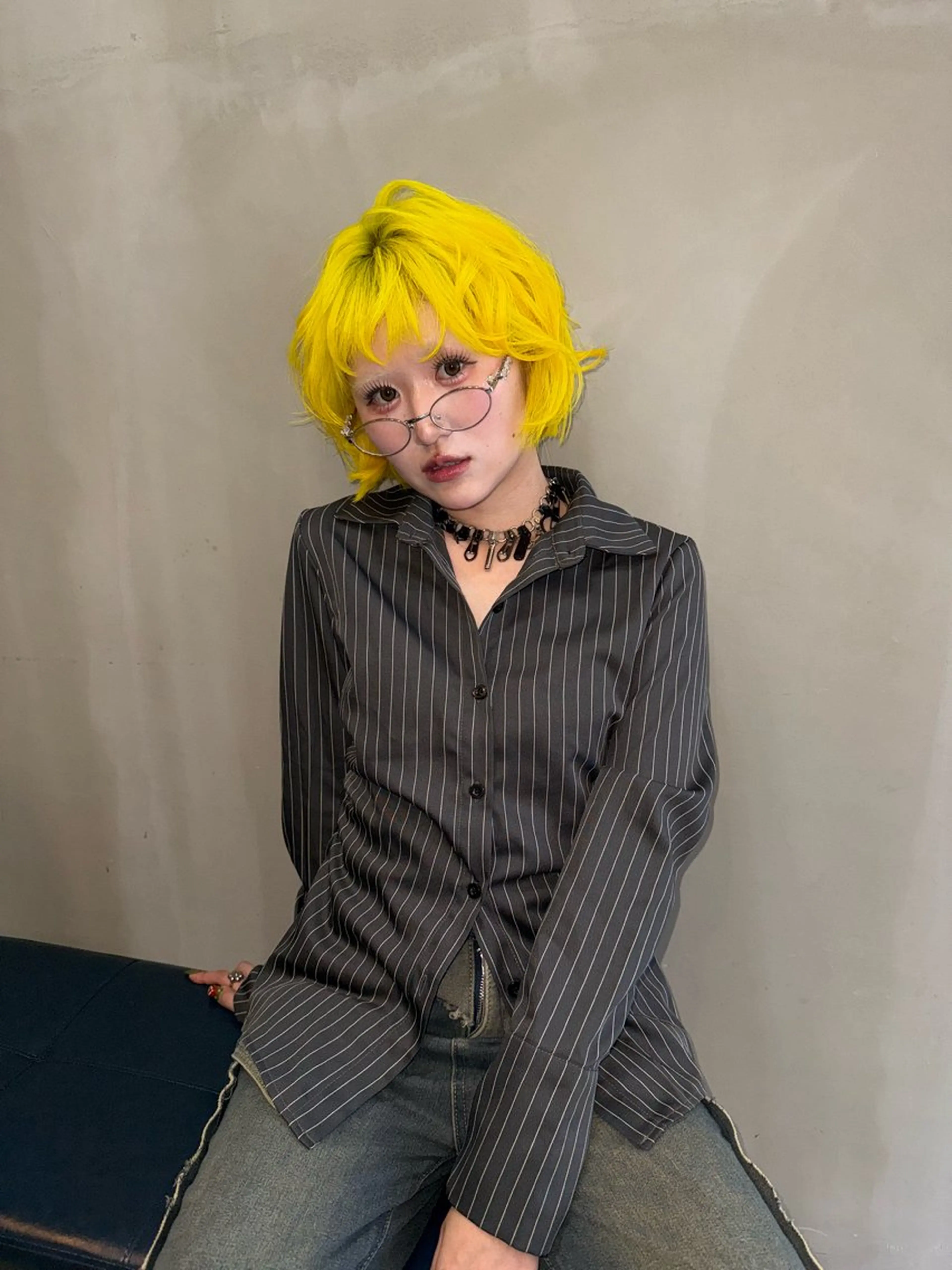 ショート ボブレイヤー イエローカラー ボブ レイヤーカット カット ヘアカラー ハイトーン/デザイン honokaのヘアスタイル