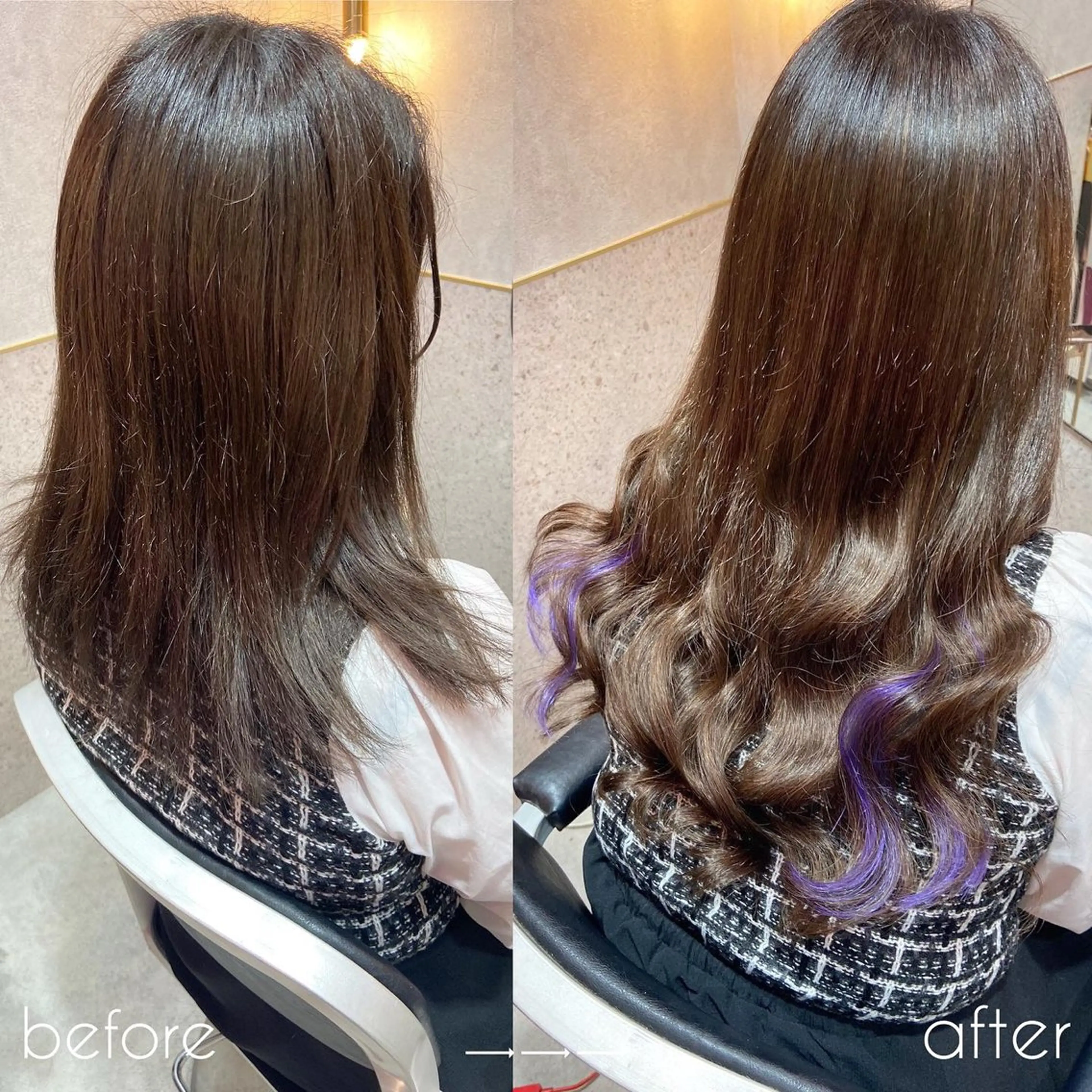 ロング カラー シールエクステ インナーカラー エクステ カット エクステ 新宿/韓国ヘア 中明度カラー/かやのヘアスタイル