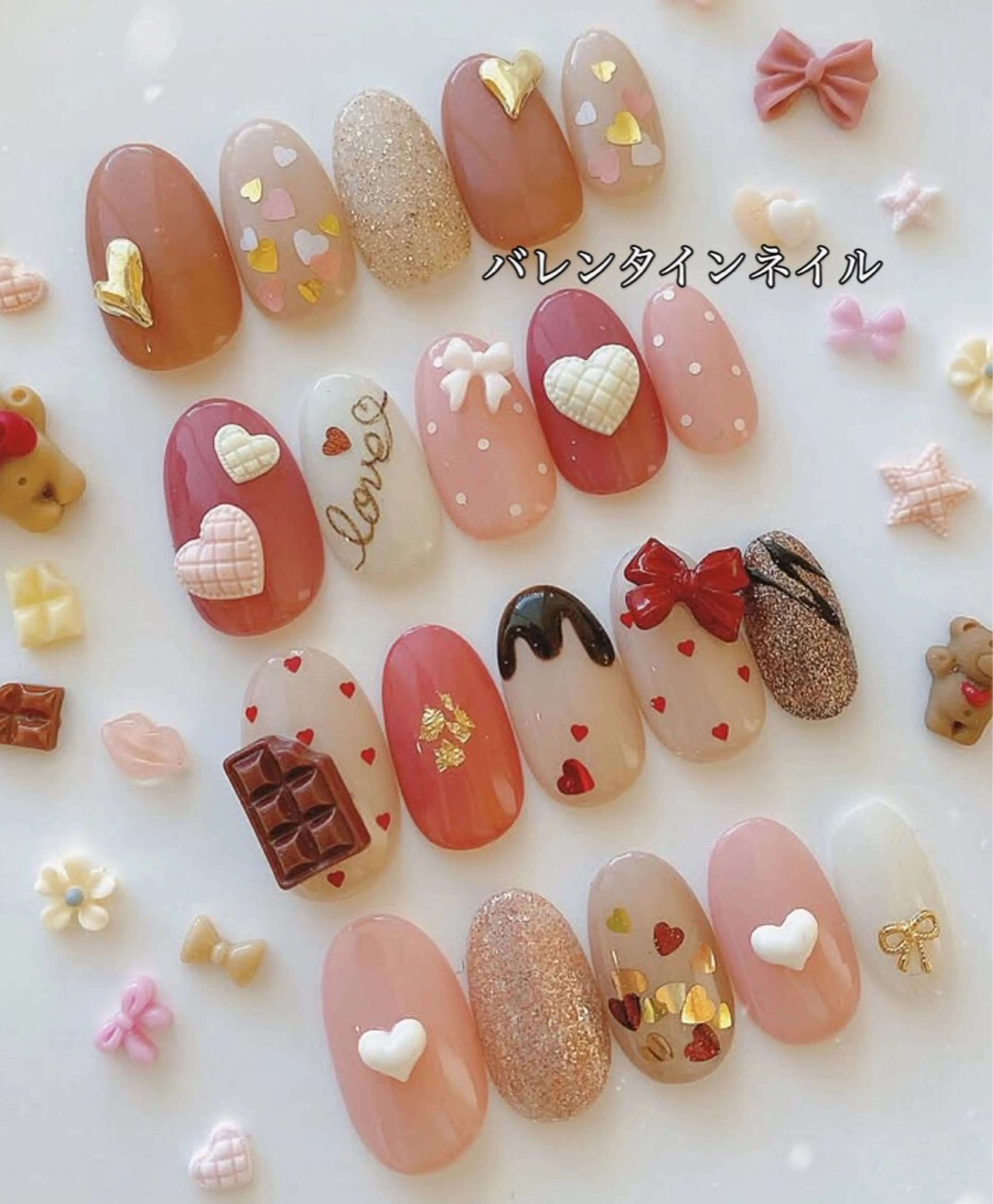 ネイル ショートネイル バレンタイン Roger 舞のネイルデザイン
