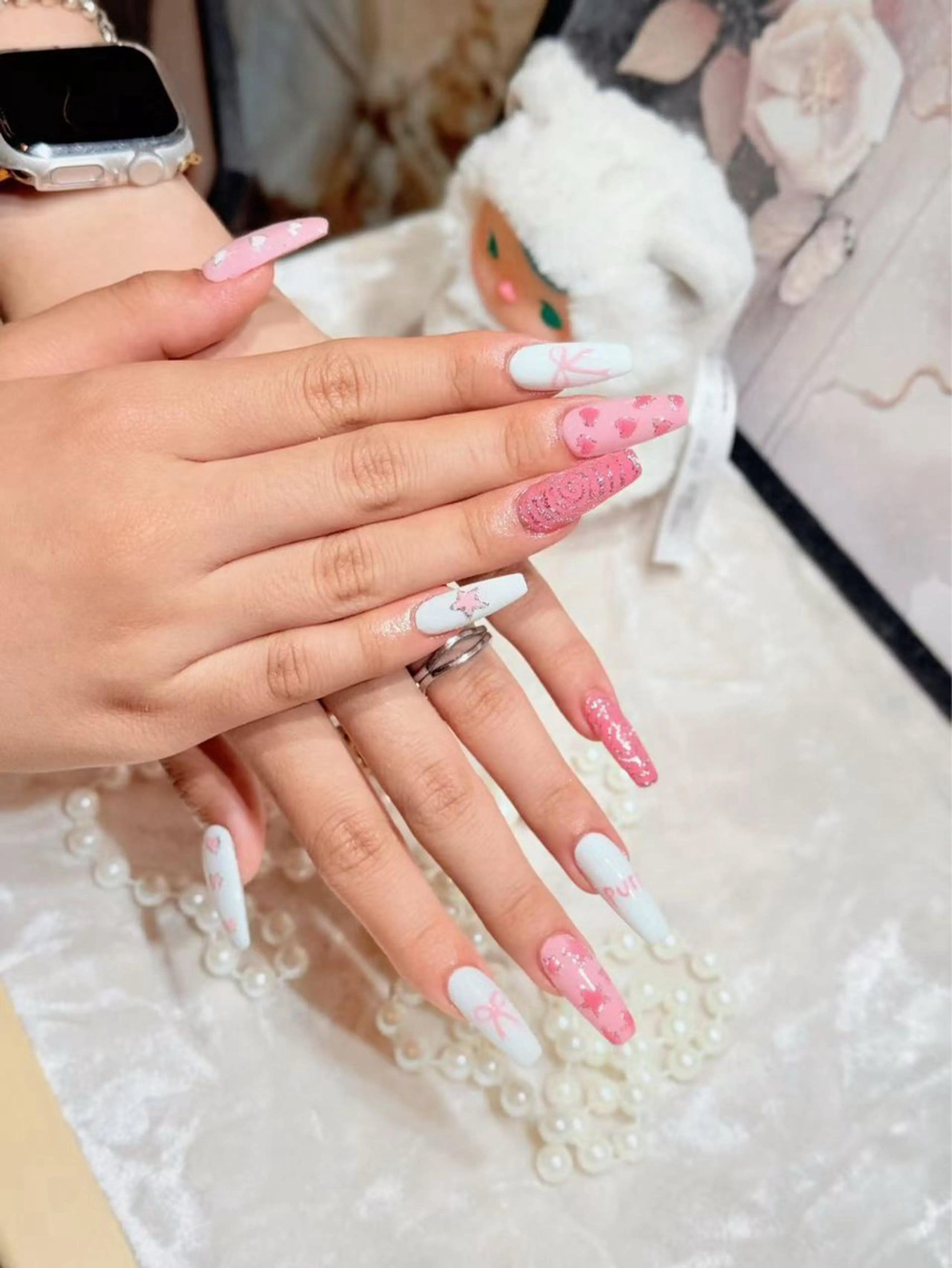 ネイル アートネイル フットネイル ジェルネイル ハート マグネットネイル Babarla　Nail　Salon所属・babarla Nailのネイルデザイン