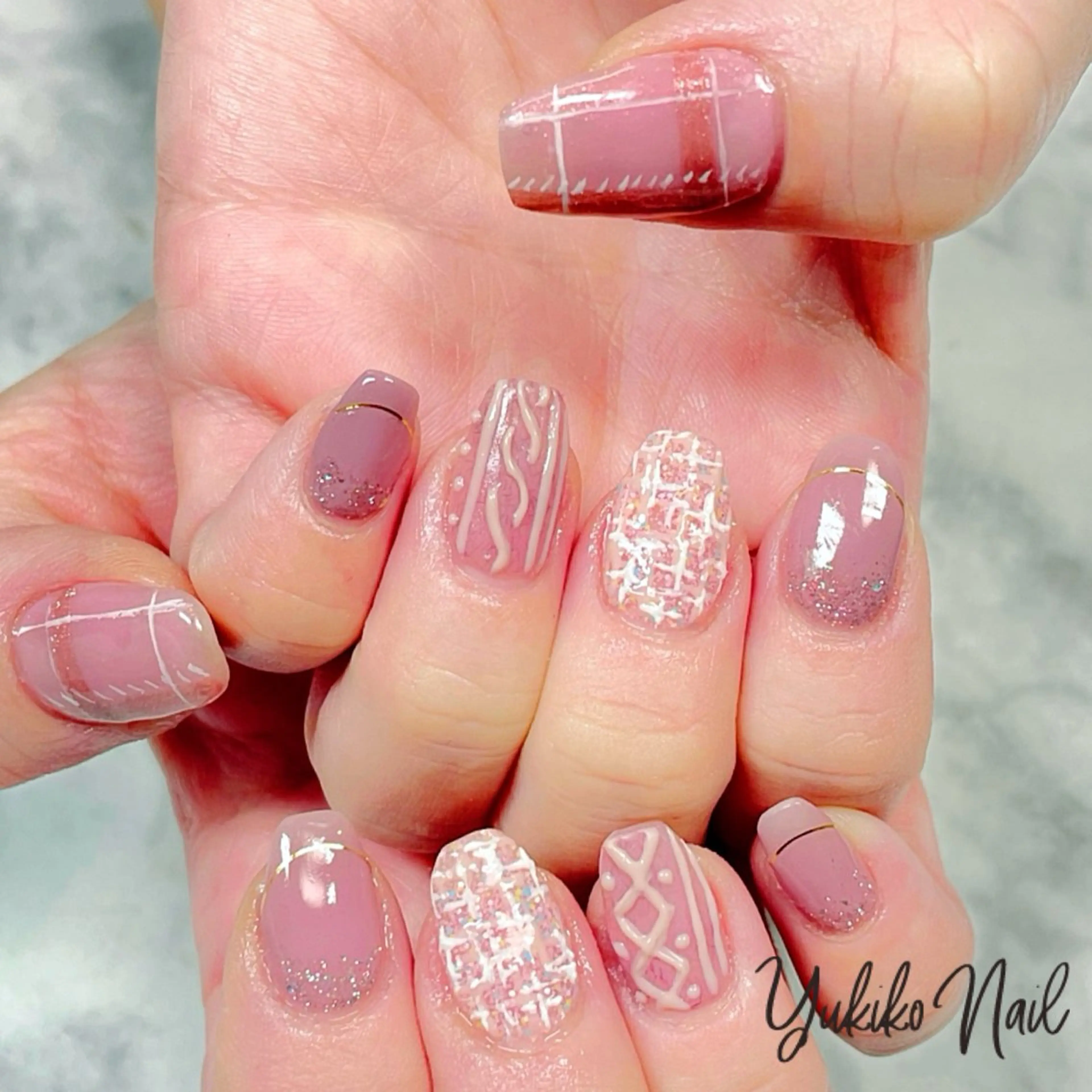 ネイル ツイードネイル ハンドネイル ユキコ ネイルのネイルデザイン
