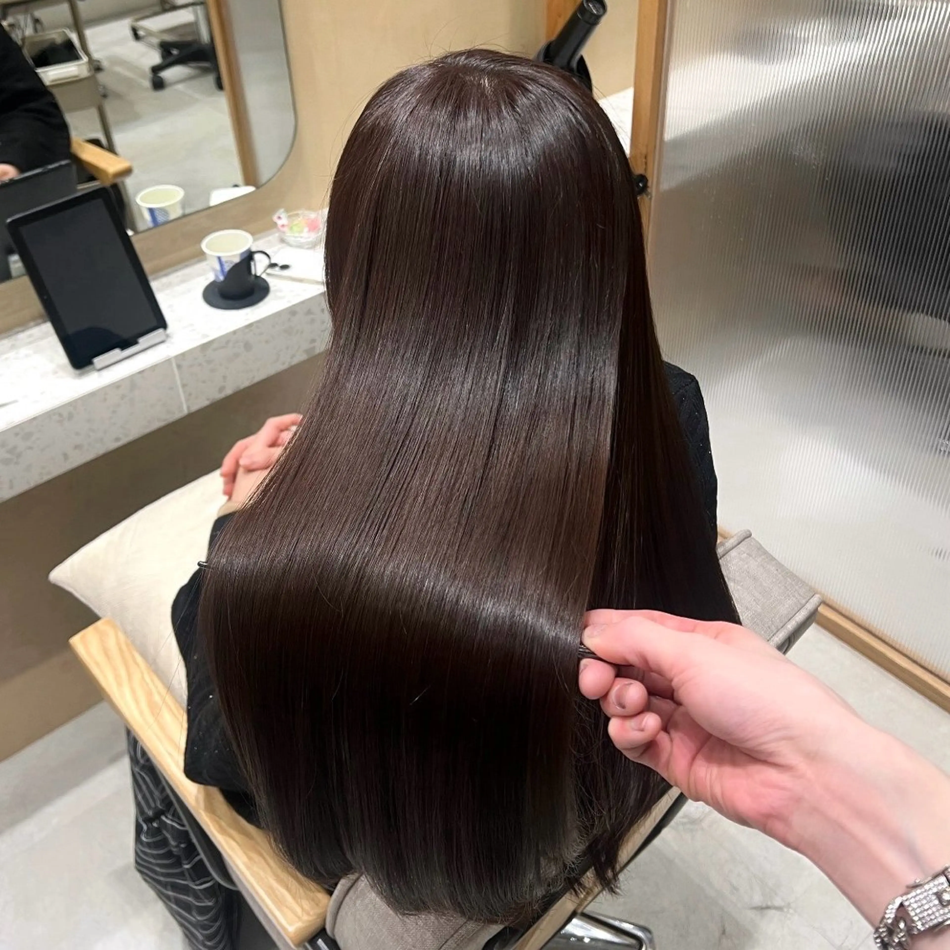 ロング チョコレートブラウン 髪質改善 トリートメント カット ヘアカラー トリートメント 💎髪質改善/艶髪 💎mizuki💎のヘアスタイル