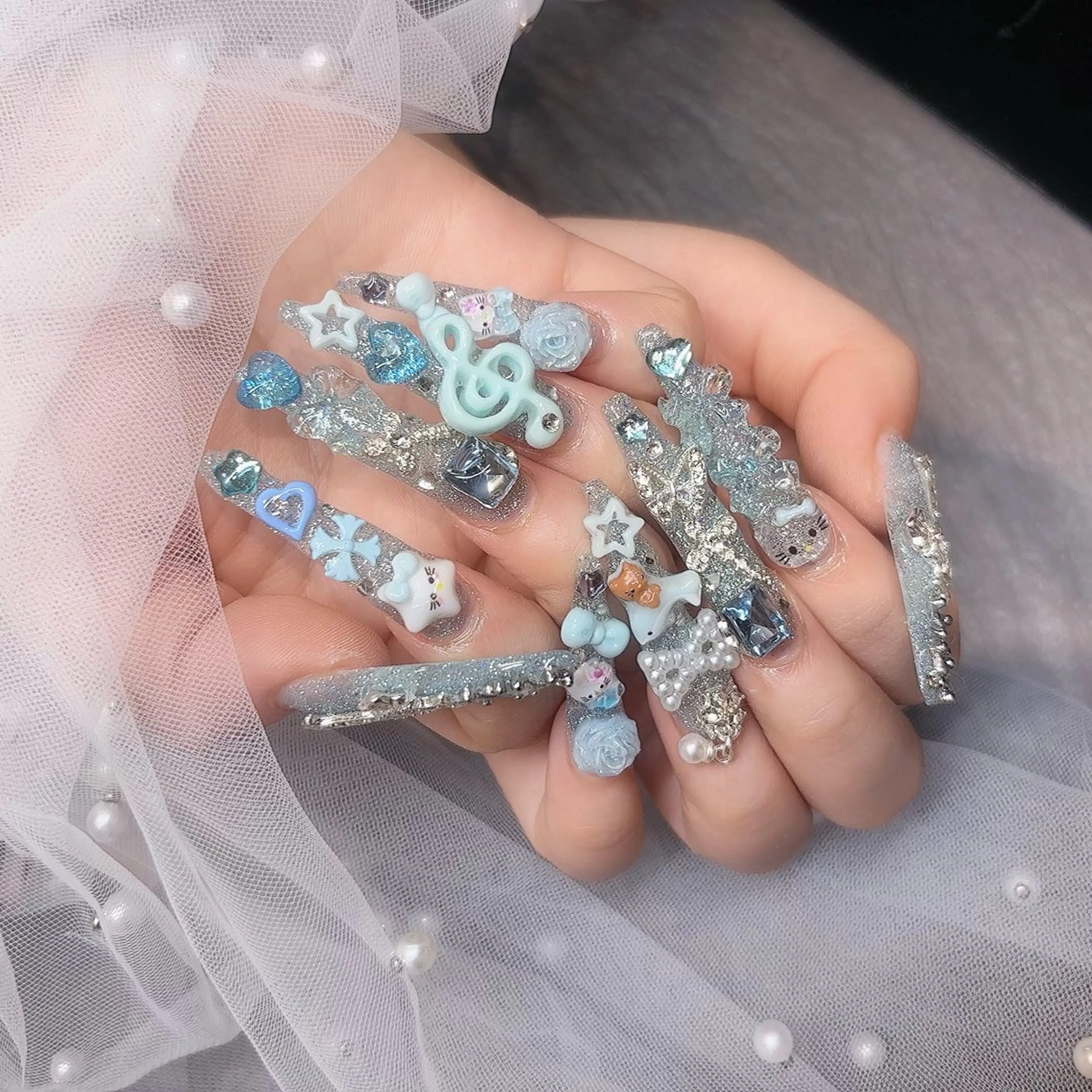 🌸オフなし🌸【チップ長さだし】💅ゴテゴテにしたい方向け🎶ྀིパーツ全部つけ放題✨の写真