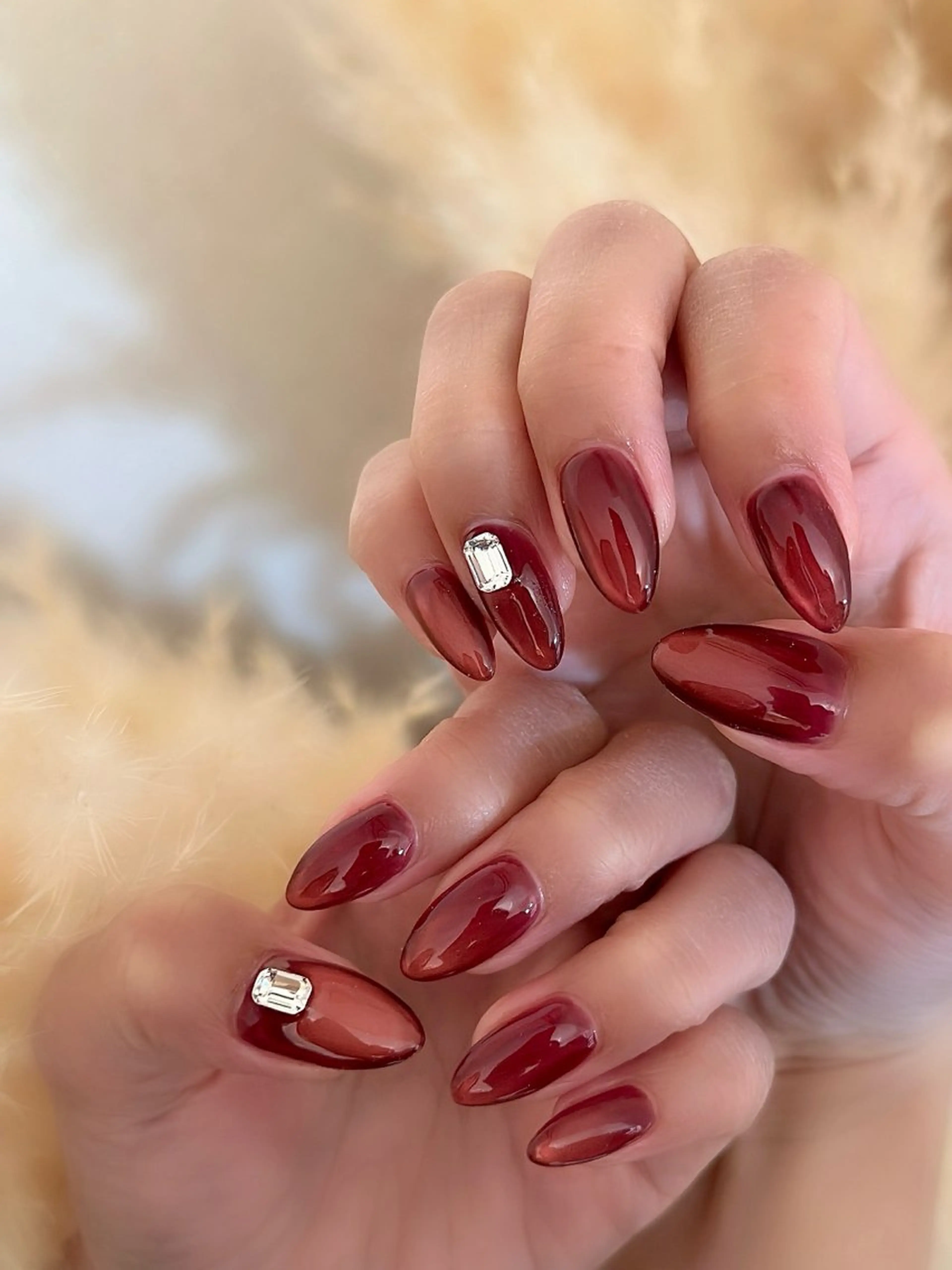 ネイル ボルドー マグネットネイル Home salon M nailのネイルデザイン