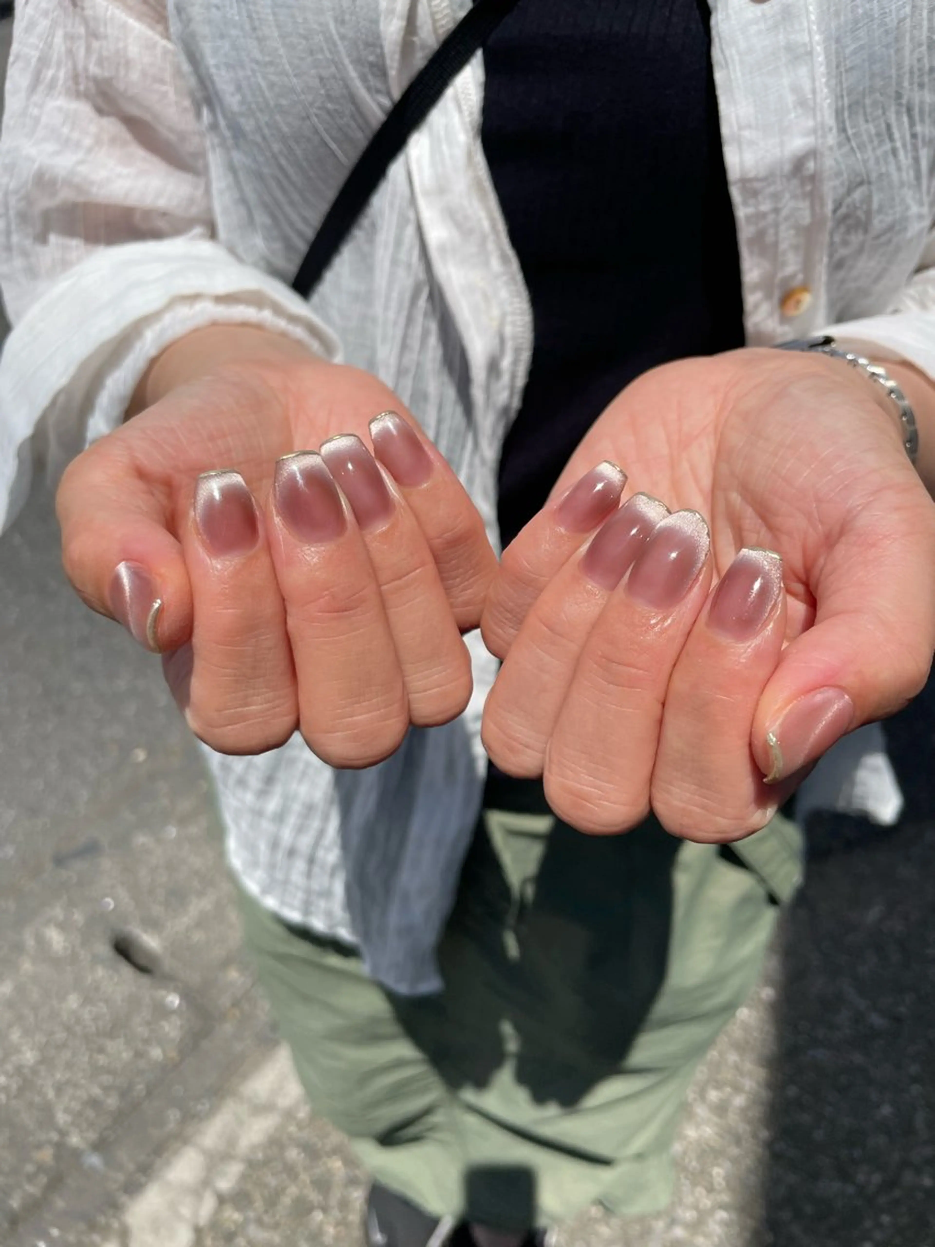 ネイル フレンチネイル ミラーネイル 美容室るーじゅ所属・美容室 るーじゅ/しいの木台のマツエク・マツパデザイン