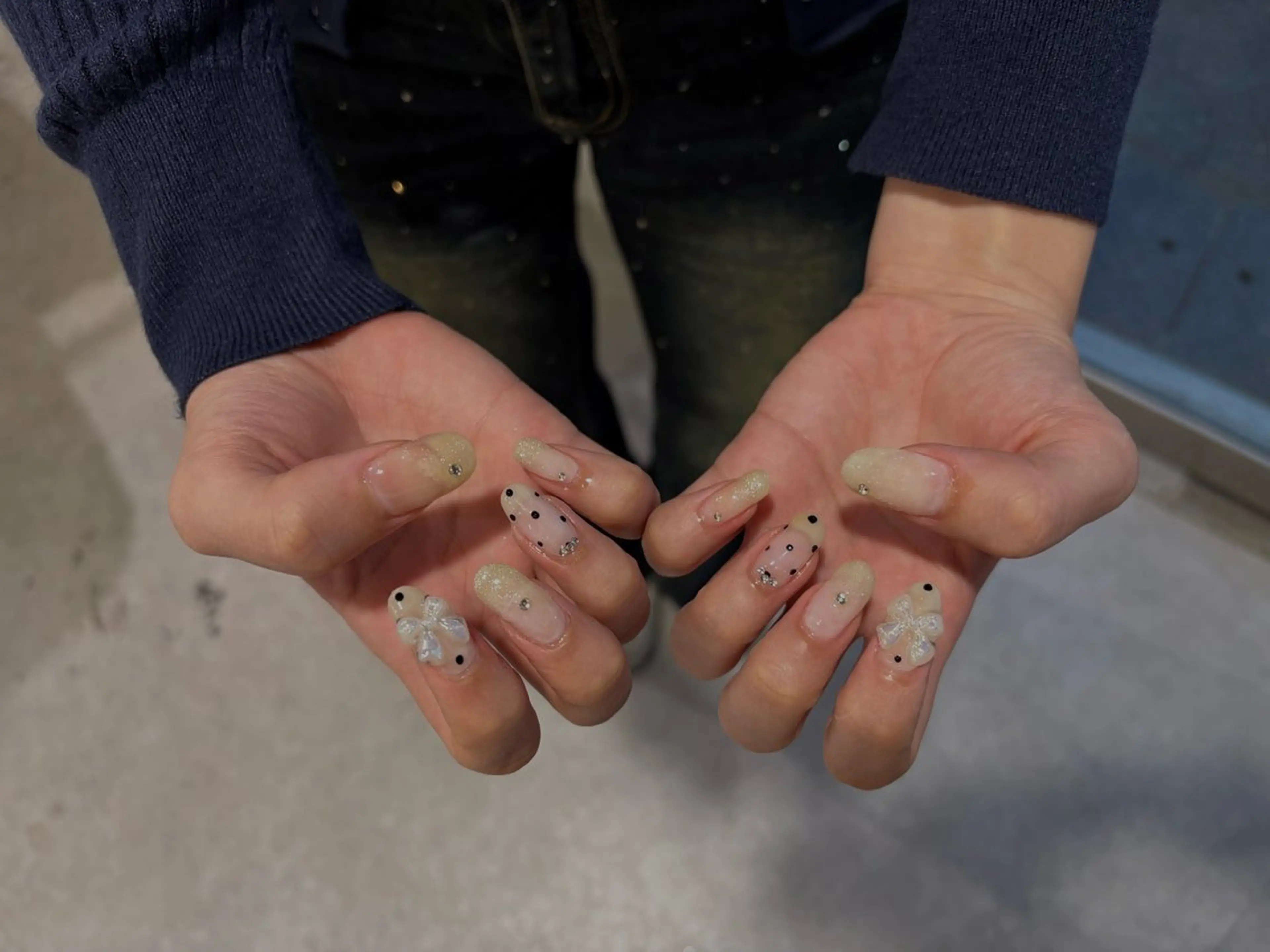 ネイル アートネイル ドット ラメ(グリッター) ラメグラデーション 持ち込み vante_aimi .パラジェル取扱店のネイルデザイン