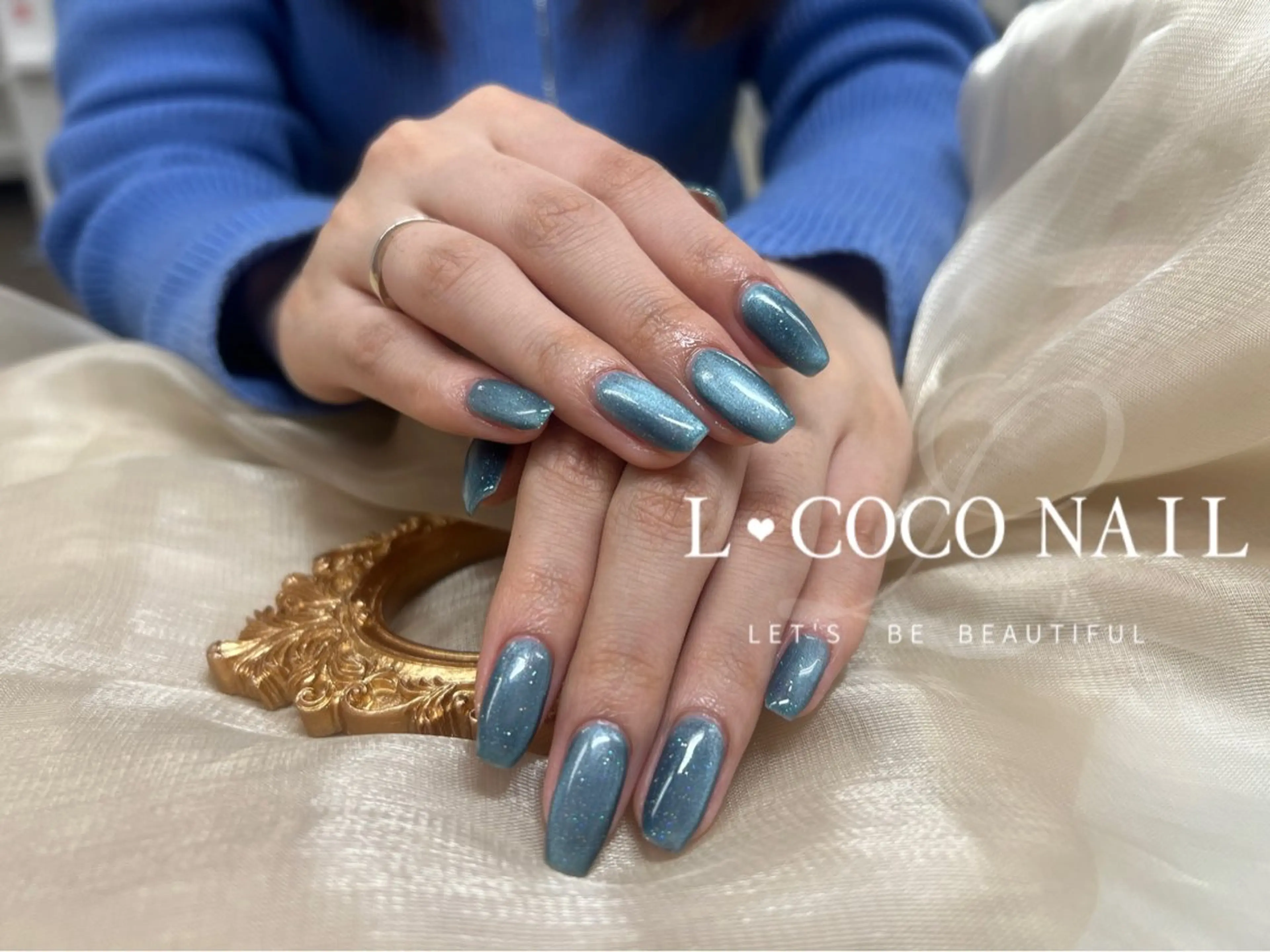 ネイル ブルー マグネットネイル L·COCO   Nail所属・L♡ COCO  nailのネイルデザイン