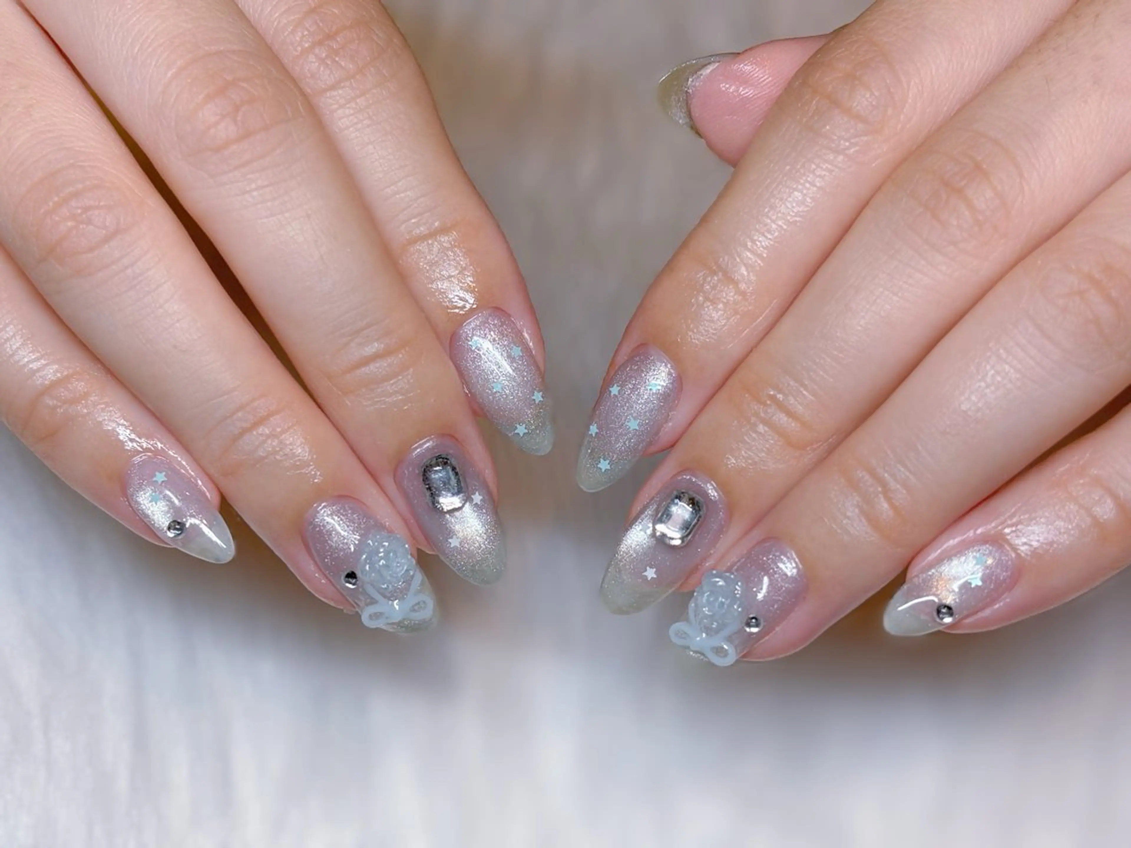 ネイル キラキラネイル 韓国ネイル ワンホンネイル peach nail ayakaのネイルデザイン