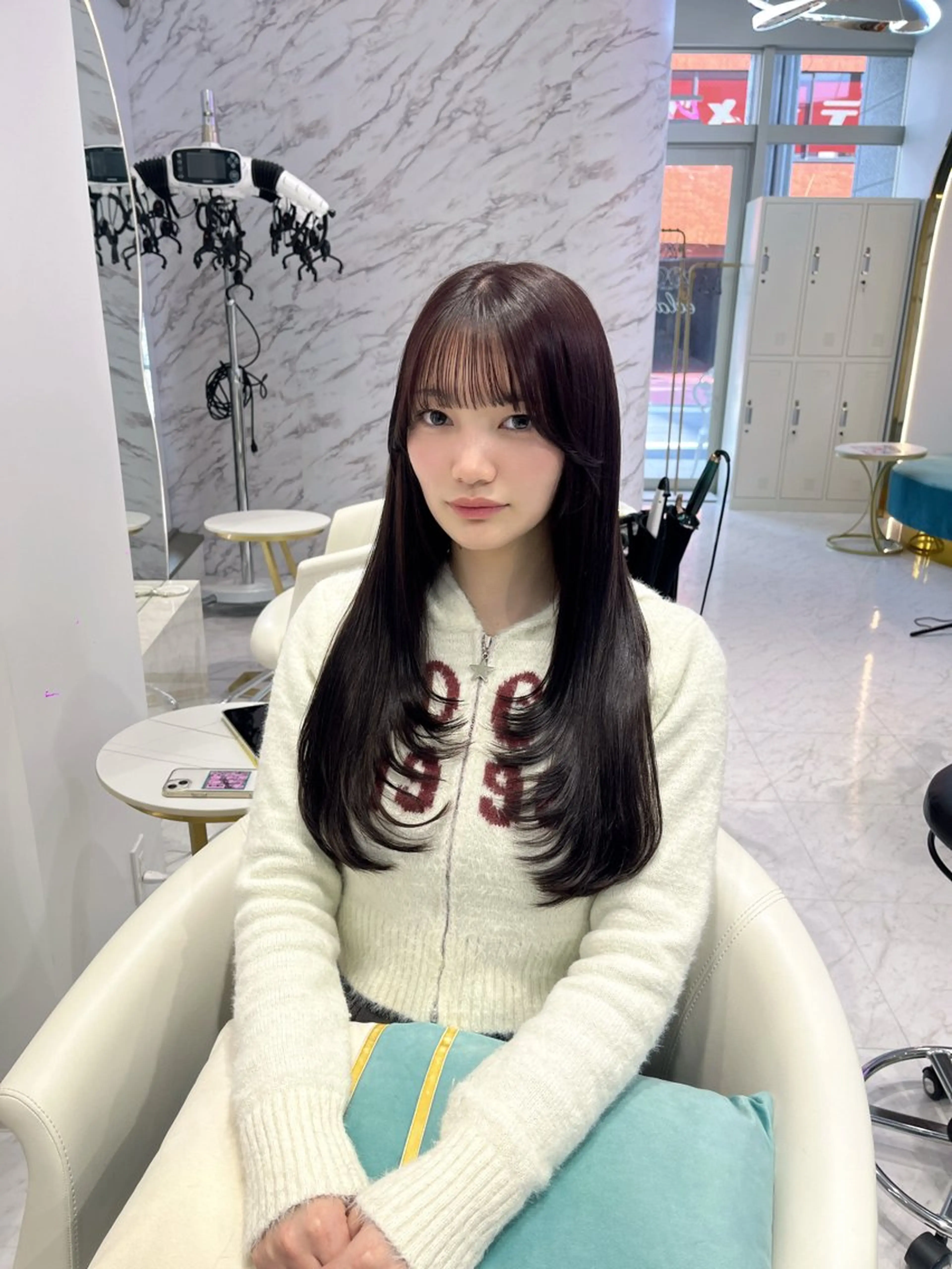 ロング カラー ラベンダーカラー カット ヘアカラー トリートメント 名古屋/透明感カラー /韓国ヘア/高木梨帆のヘアスタイル