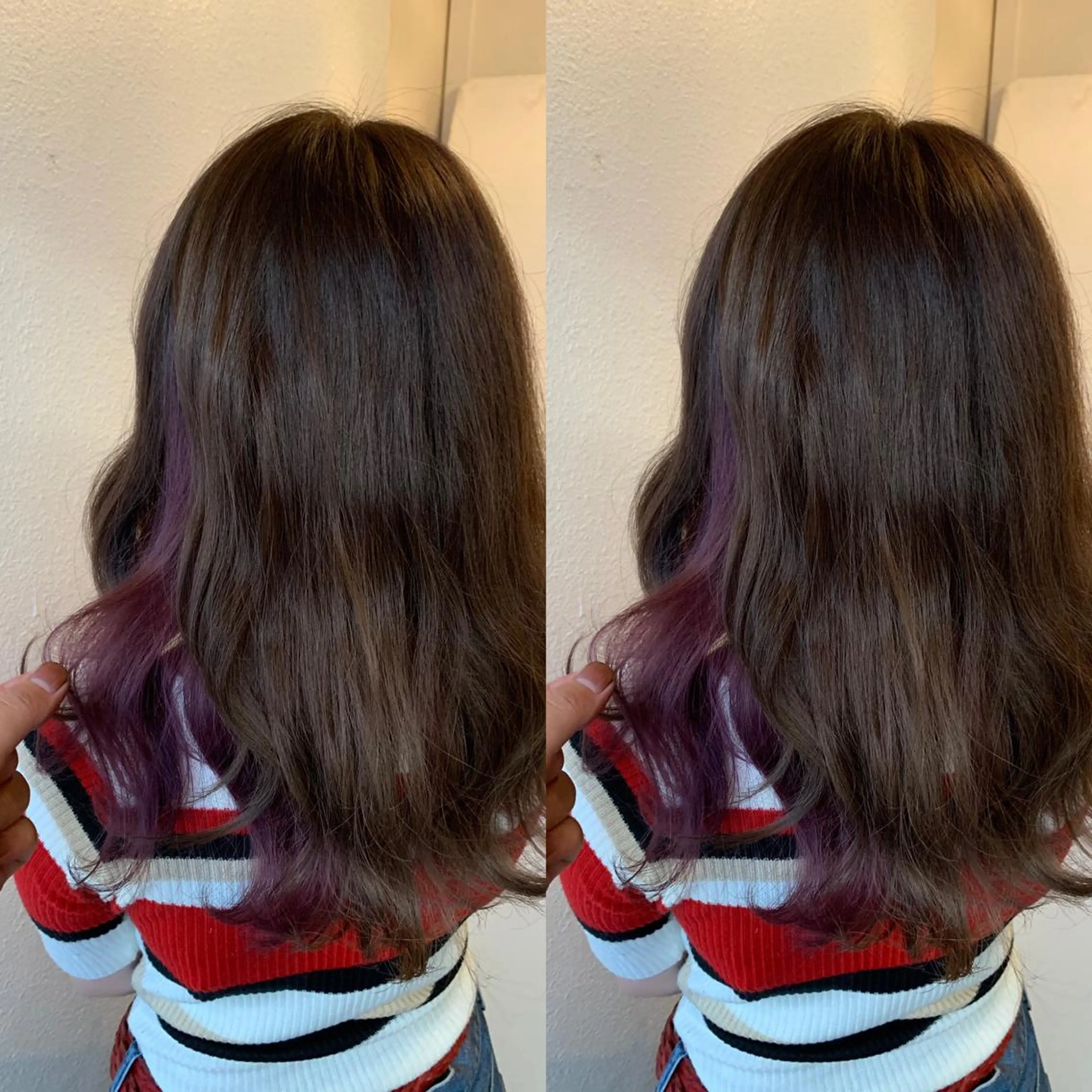 ミディアム カラー インナーカラー パープルカラー 似合わせ/ブリーチ カラー.岡田友仁のヘアスタイル