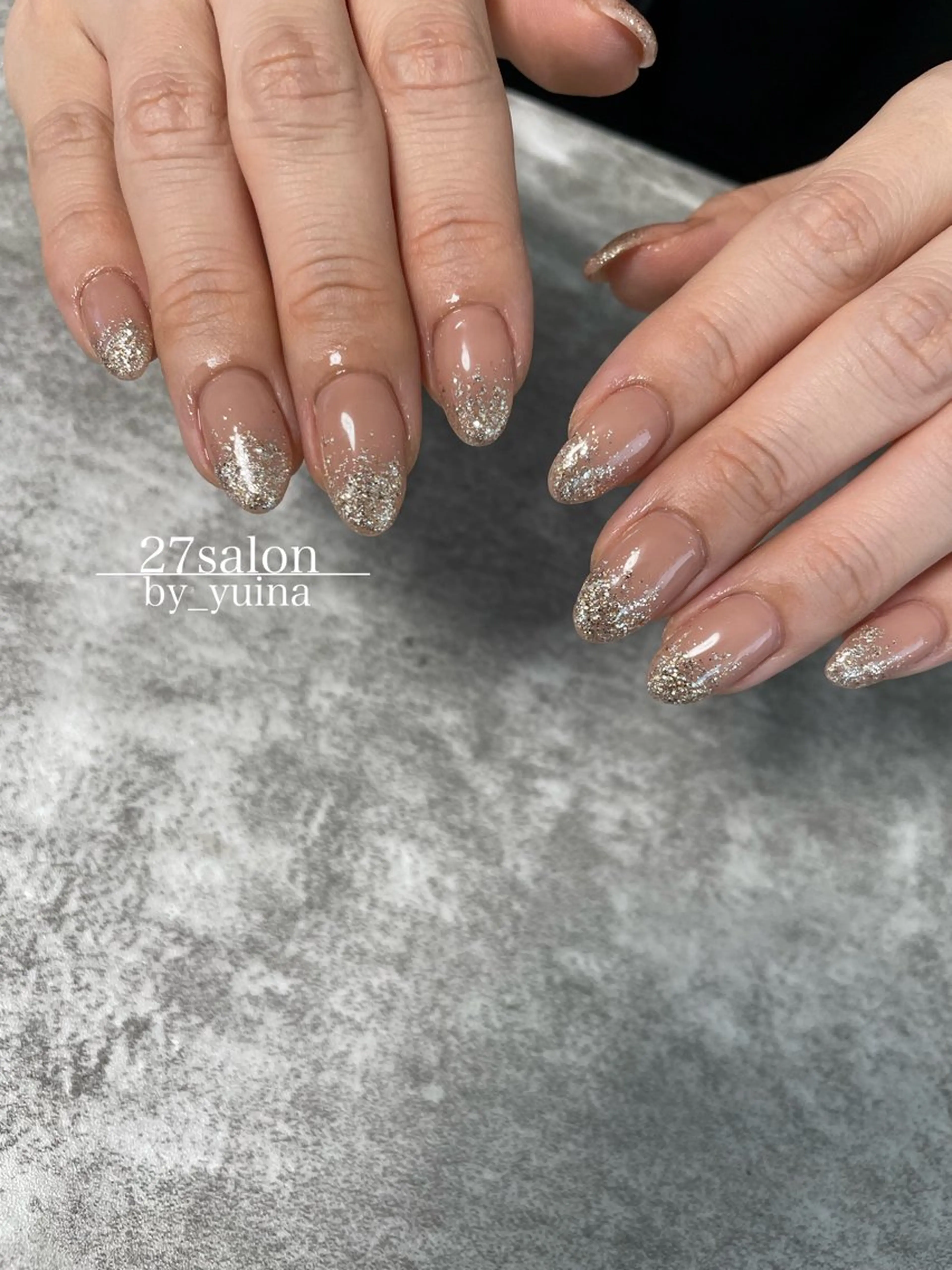 ネイル グラデーション ラメ(グリッター) ラメグラデーション 27salon yuinaのネイルデザイン