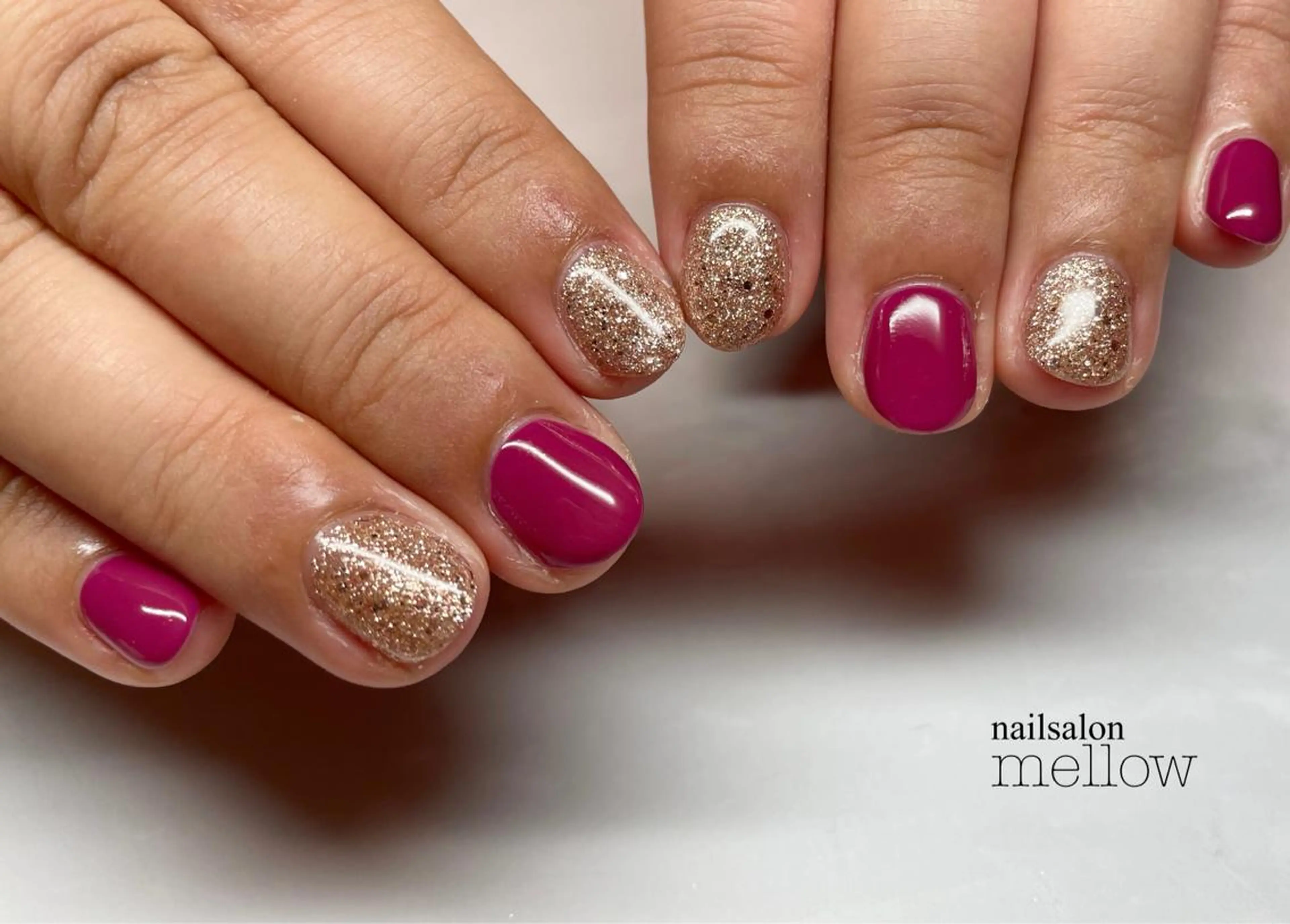 ネイル ラメ(グリッター) ピンク パープル 大山 浩美のネイルデザイン