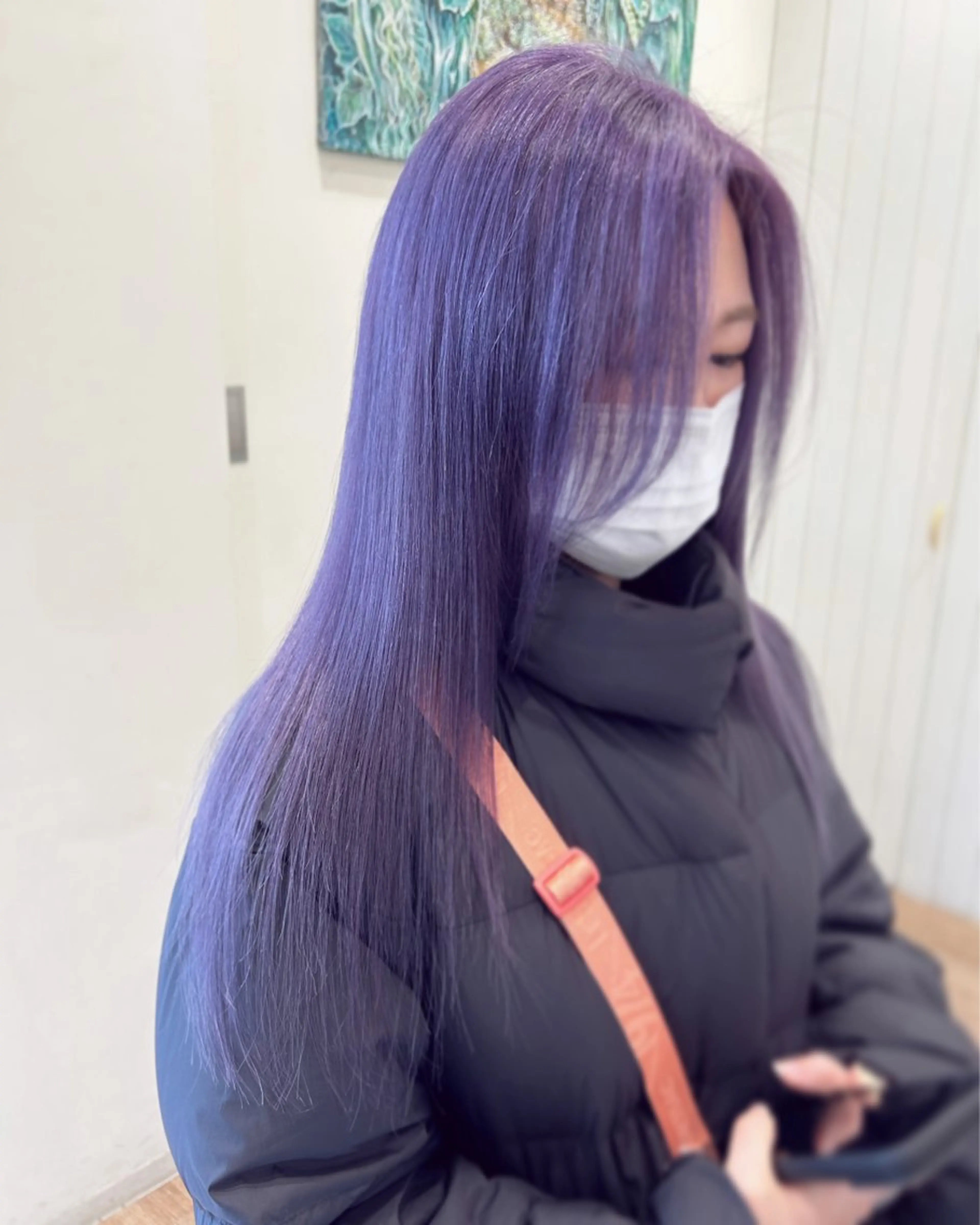 セミロング カラー バイオレットカラー ケアブリーチ 坪井佑樹のヘアスタイル