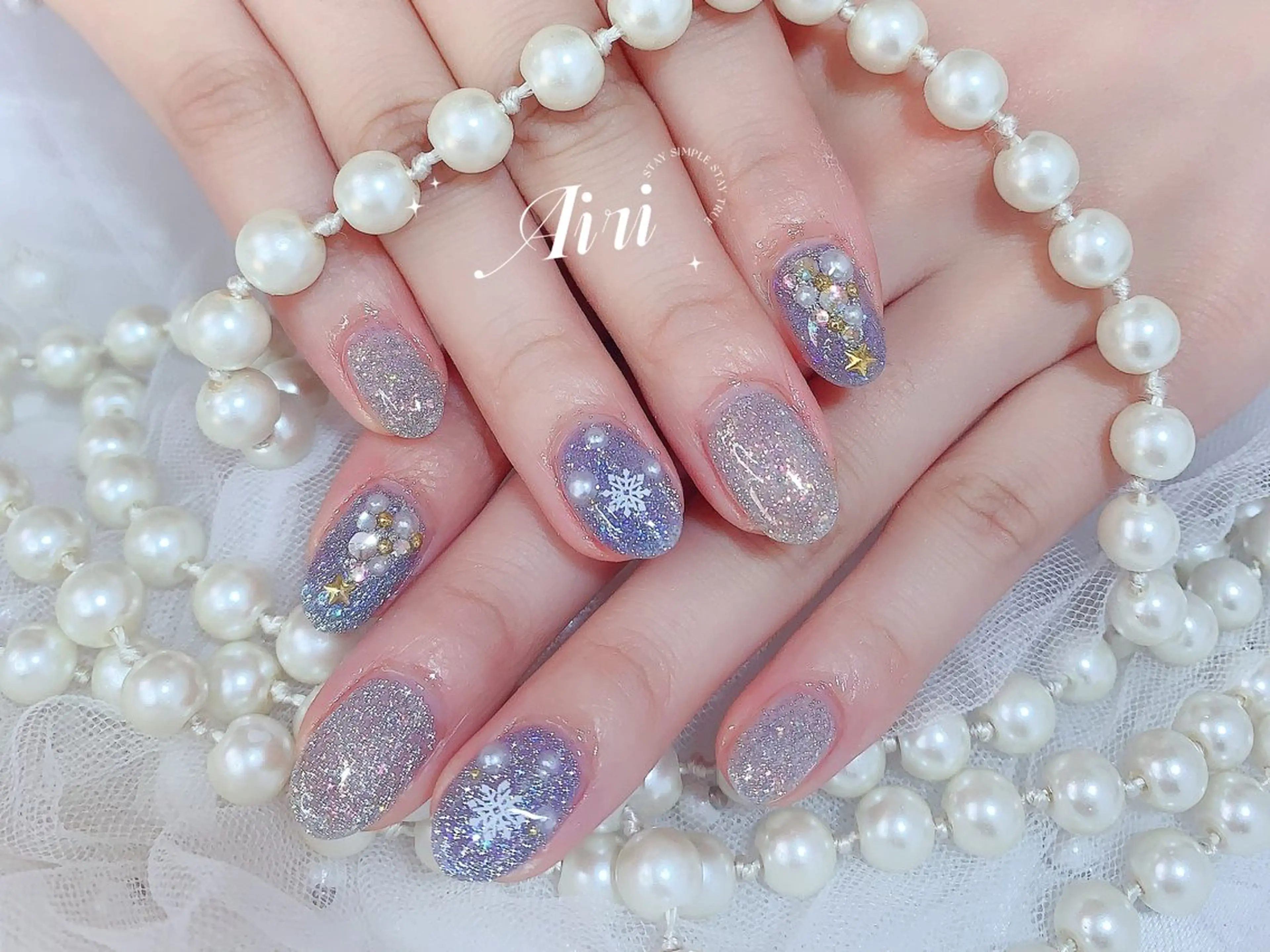 ネイル 長さ出し フットネイル ジェルネイル 韓国ネイル ラメ(グリッター) ハンドネイル ネイルサロンAiri 長さ出し·シンプルのネイルデザイン