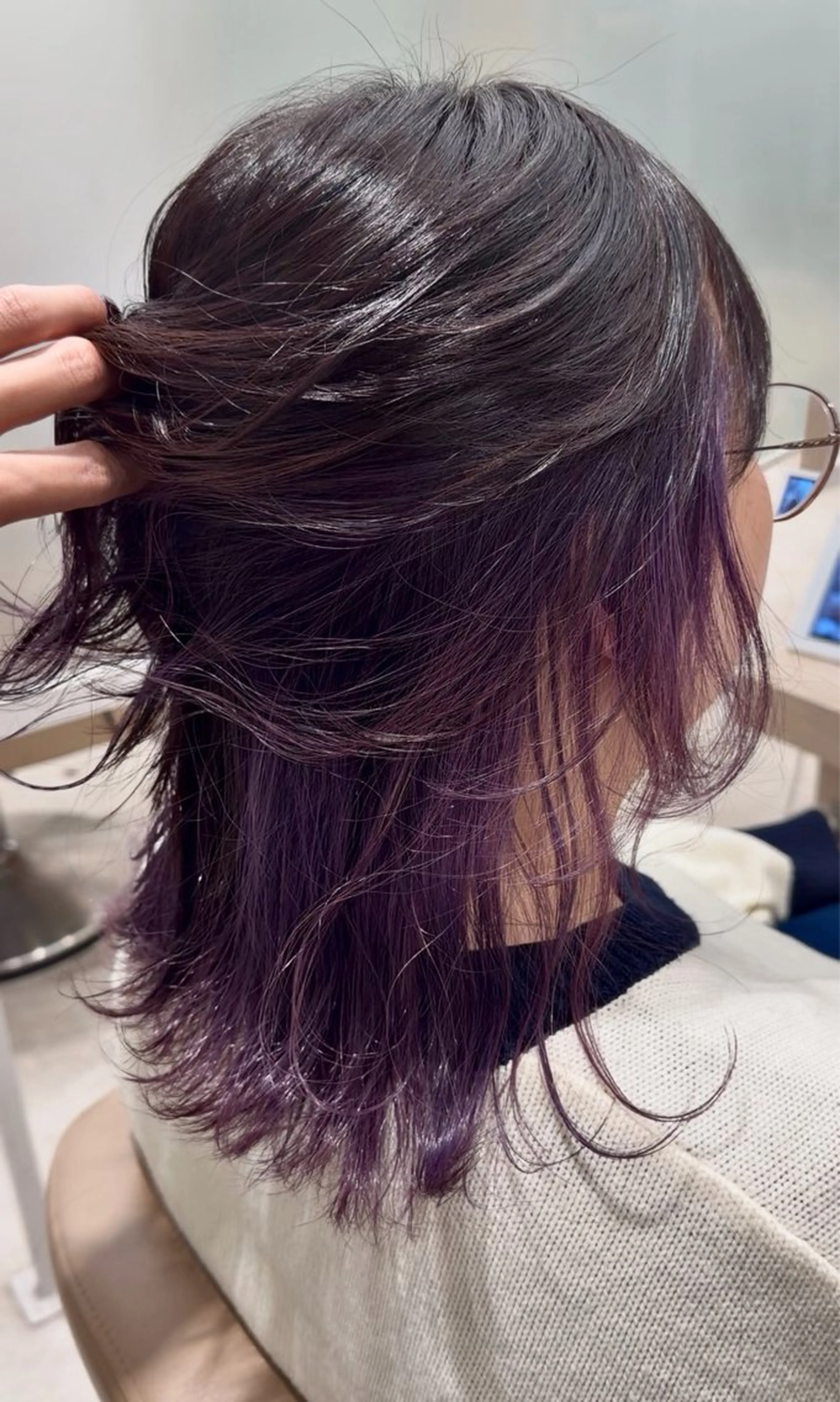 ミディアム カラー インナーカラー パープルカラー カット ヘアカラー トリートメント EARTH菊名店👾 ひらのすぐるのヘアスタイル