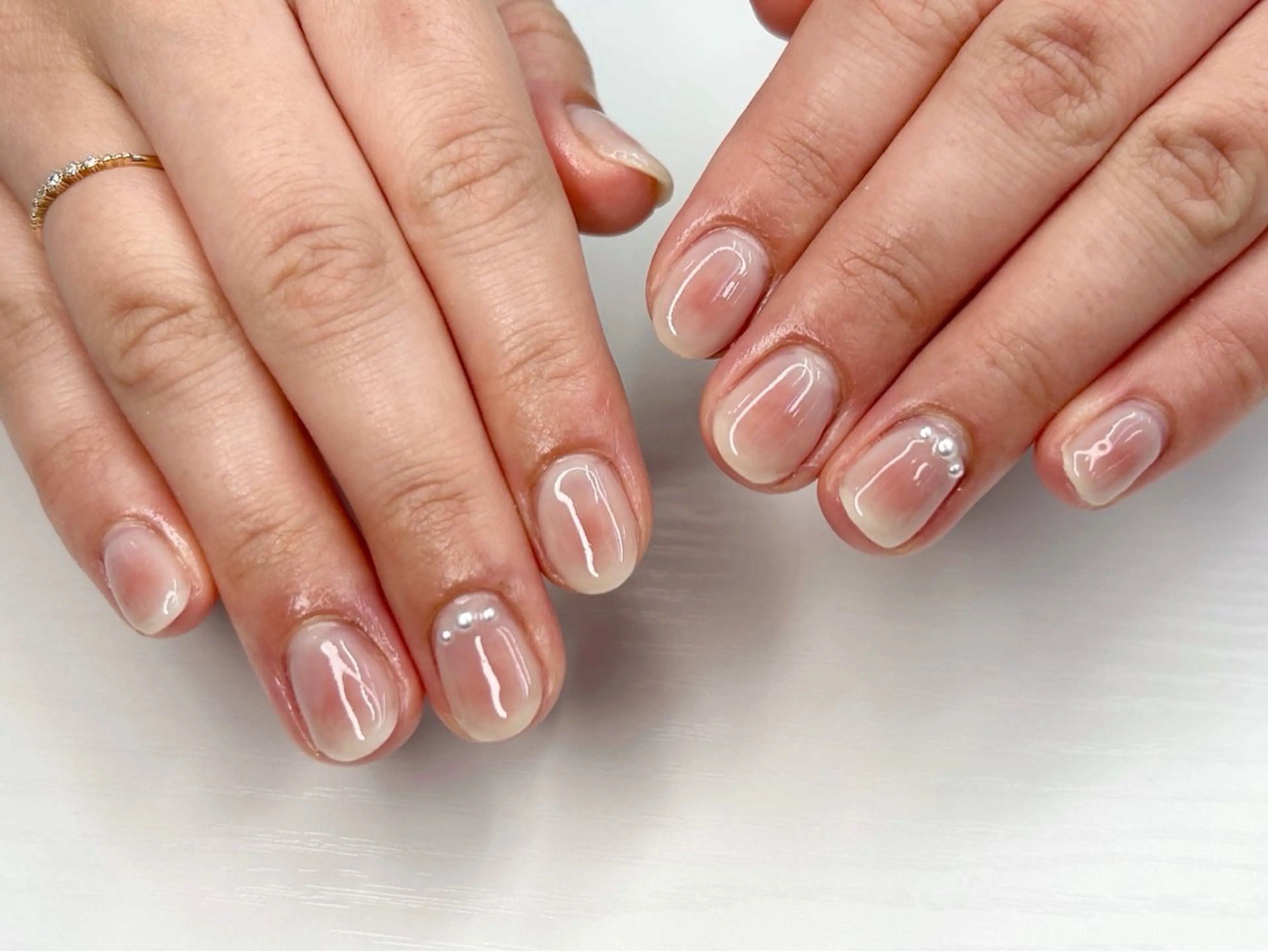 ネイル チークネイル 桜ネイル ガーリー ショートネイル ワンホンネイル ハンドネイル Forca total studio所属・Forca Airaのネイルデザイン