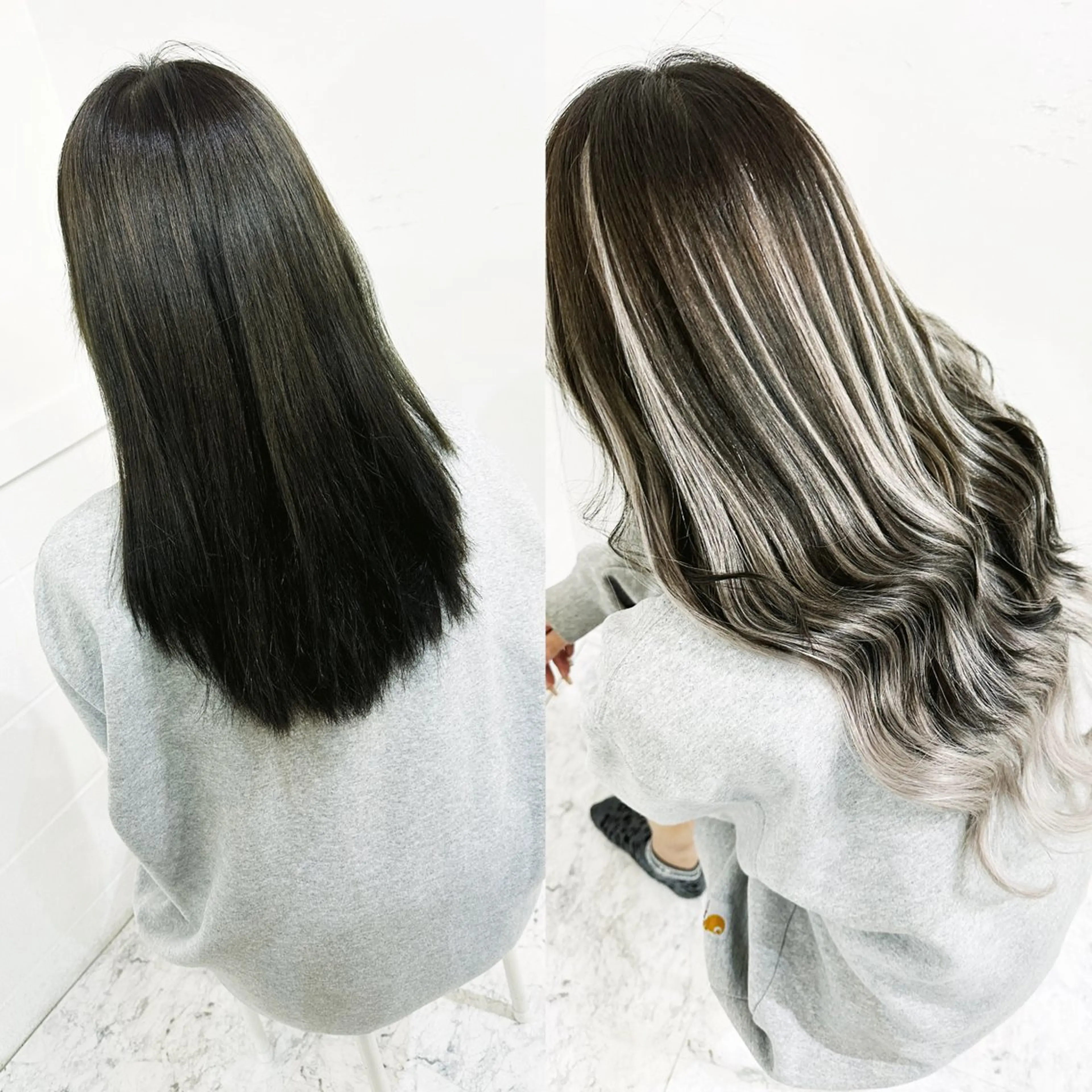 ロング シールエクステ エクステ ハイライト レイヤーカット 🩶BRAS 🩶のヘアスタイル