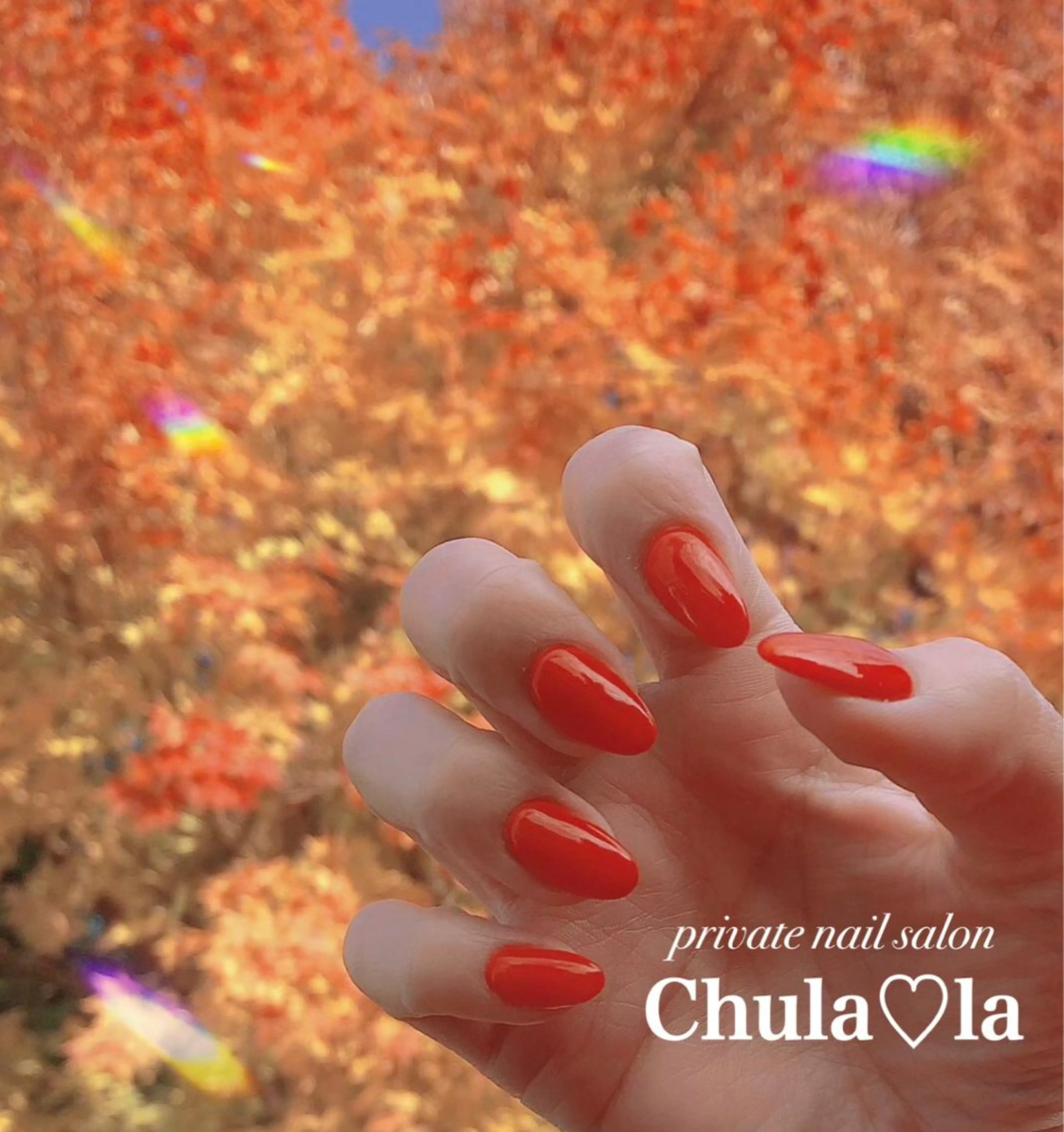 ネイル ワンカラーネイル 赤色 ハンドネイル Chula♡la 豊見城市高安のネイルデザイン