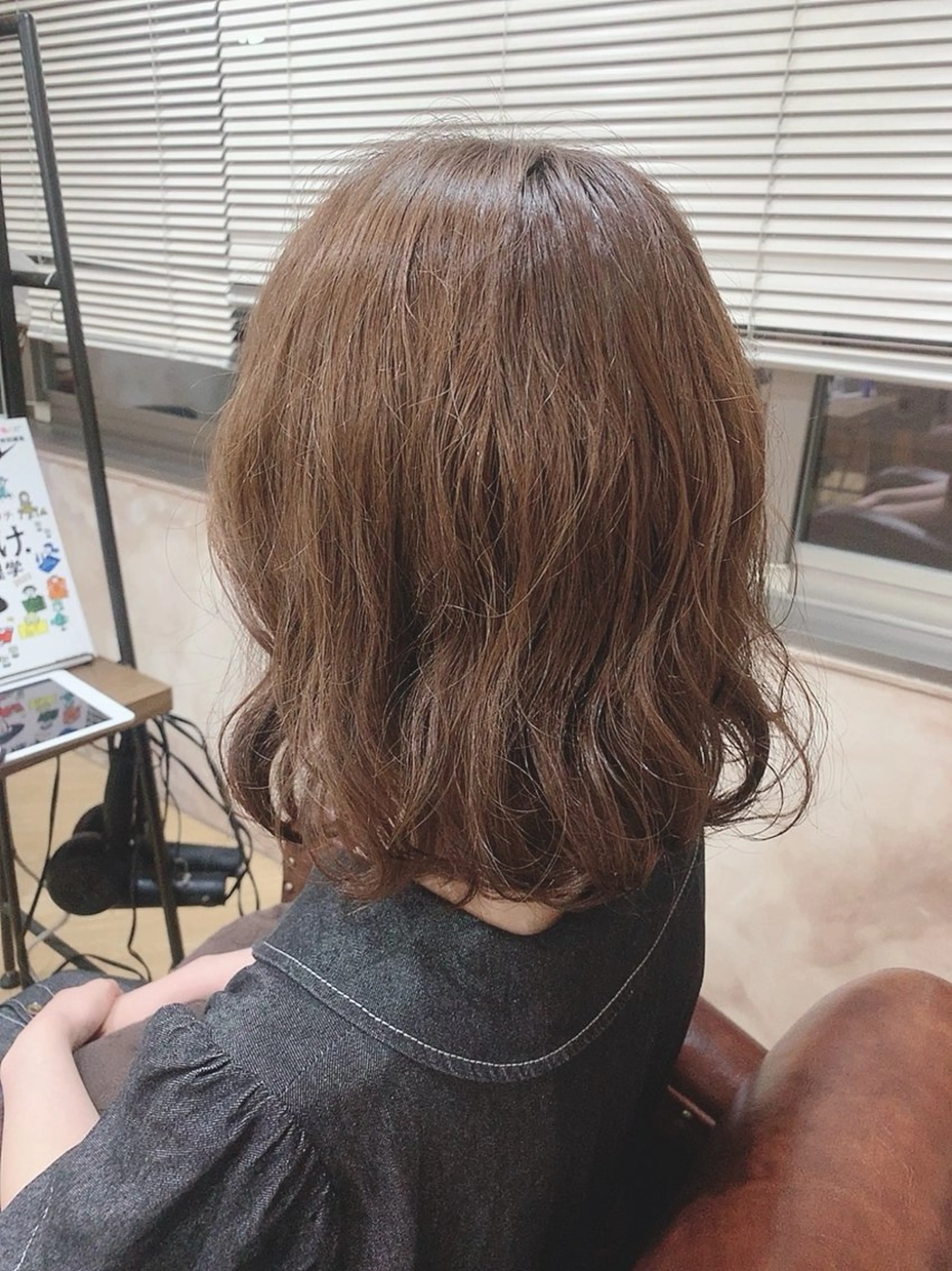 ミディアム カラー パーマ 髪質改善＆韓国風 RINAのヘアスタイル