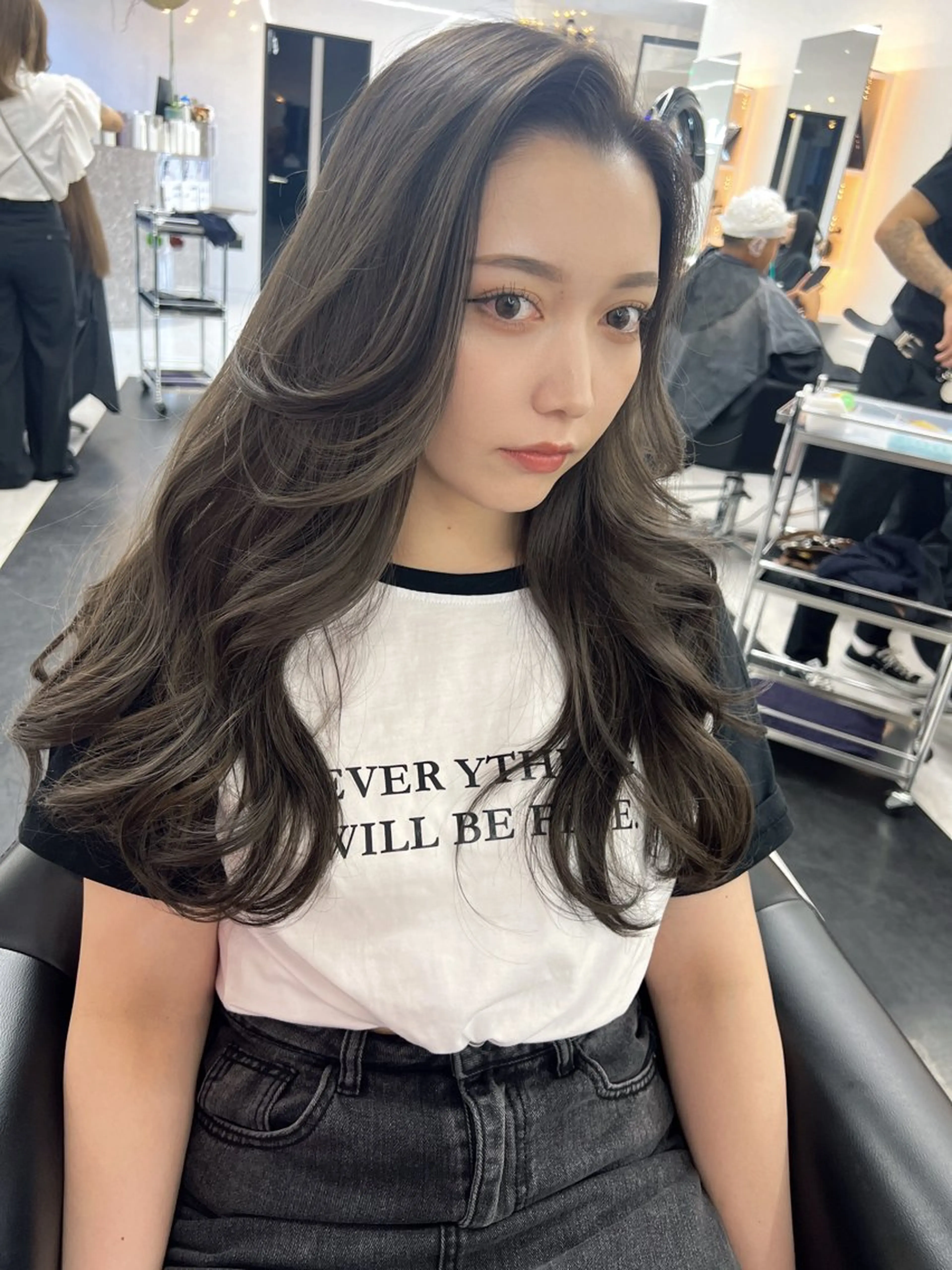 ロング カラー グレージュ オリーブグレージュ オリーブグレー ALEAP himekaのヘアスタイル