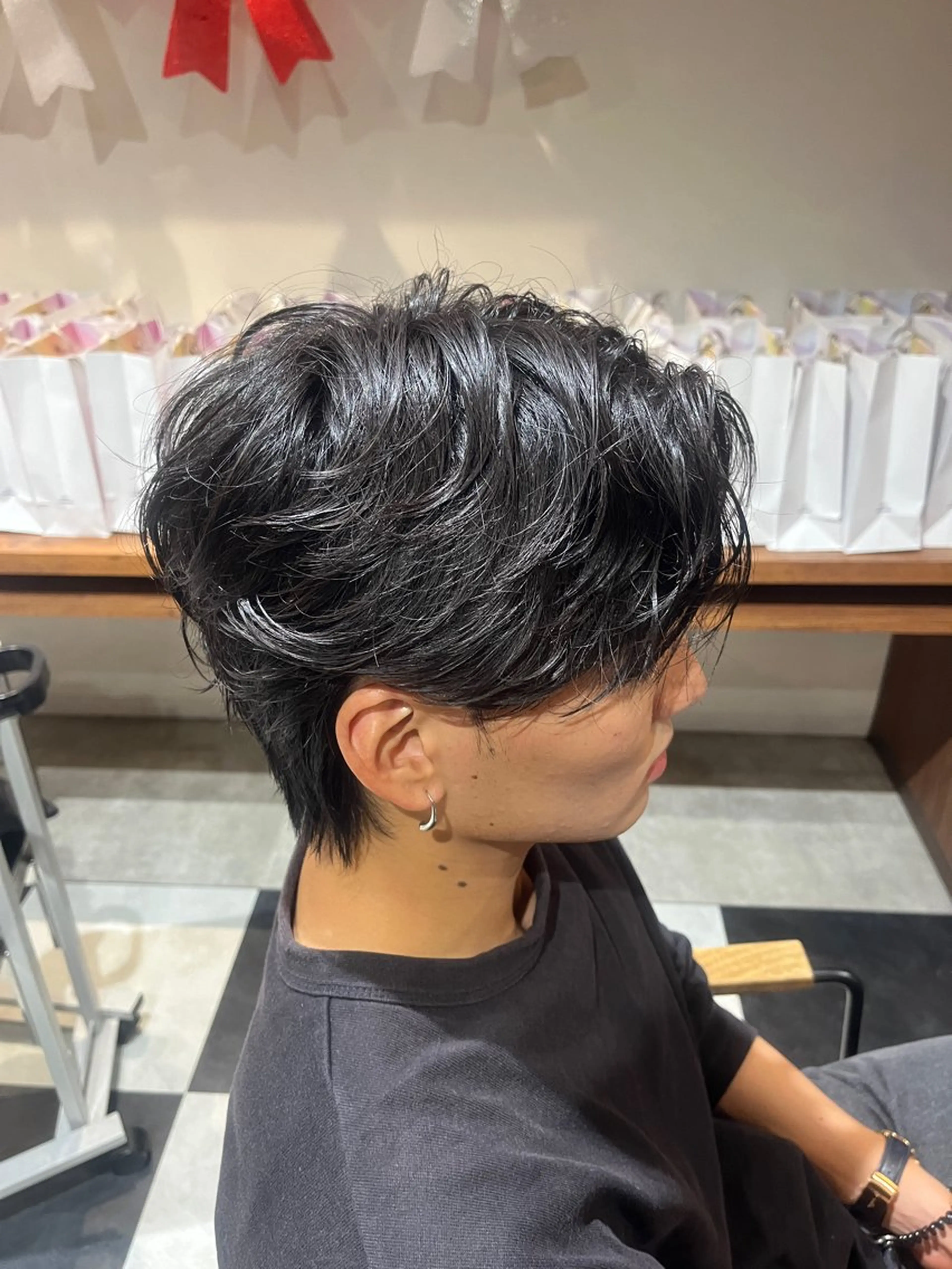 ミディアム パーマ メンズ ミディアムパーマ センターパート メンズパーマ ニュアンスパーマ カット パーマ 🎧メンズパーマ特化 /RUI🎧のヘアスタイル