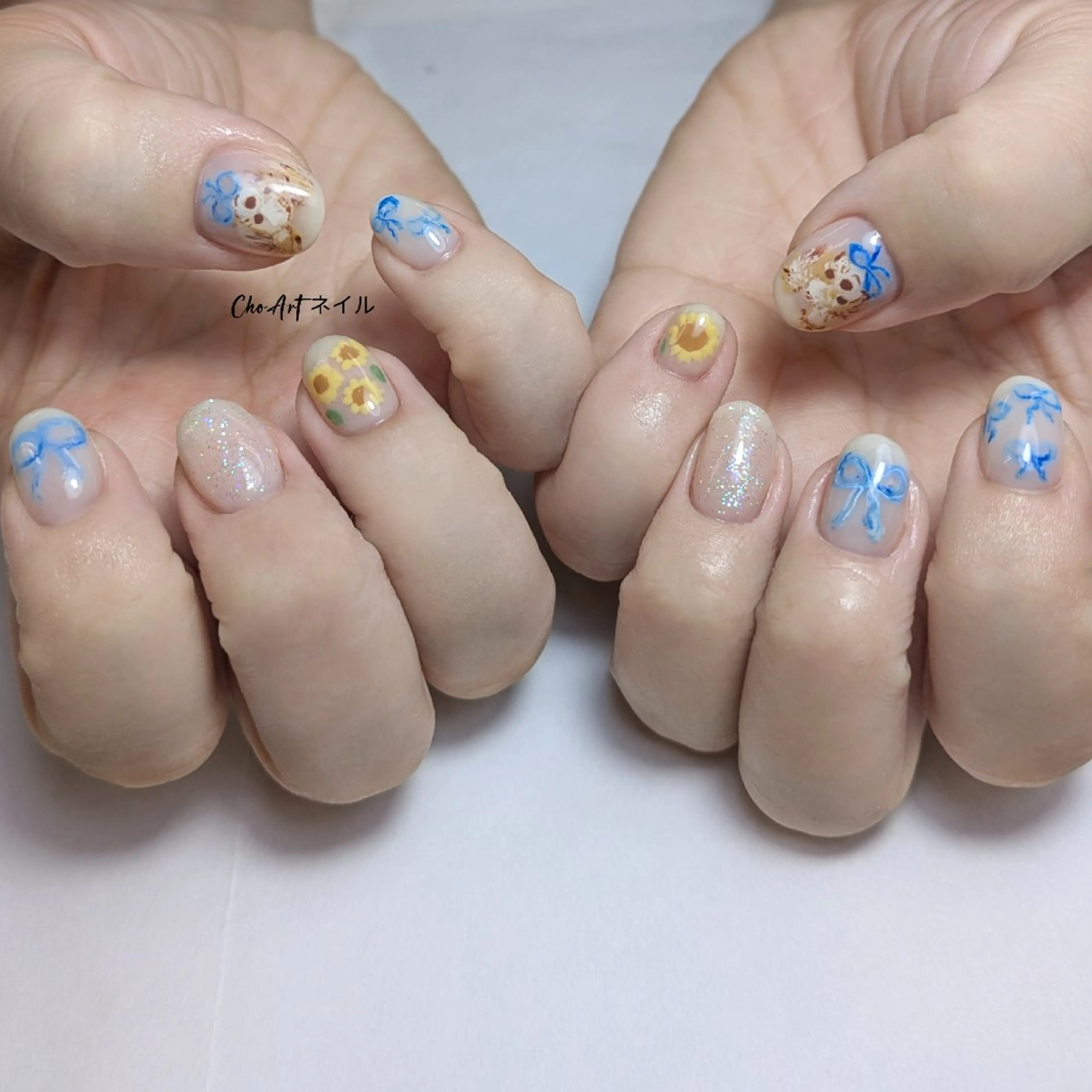 ネイル アートネイル フラワーネイル キラキラネイル ラメ(グリッター) マグネットネイル Cho Artネイル所属・ronronne .のネイルデザイン