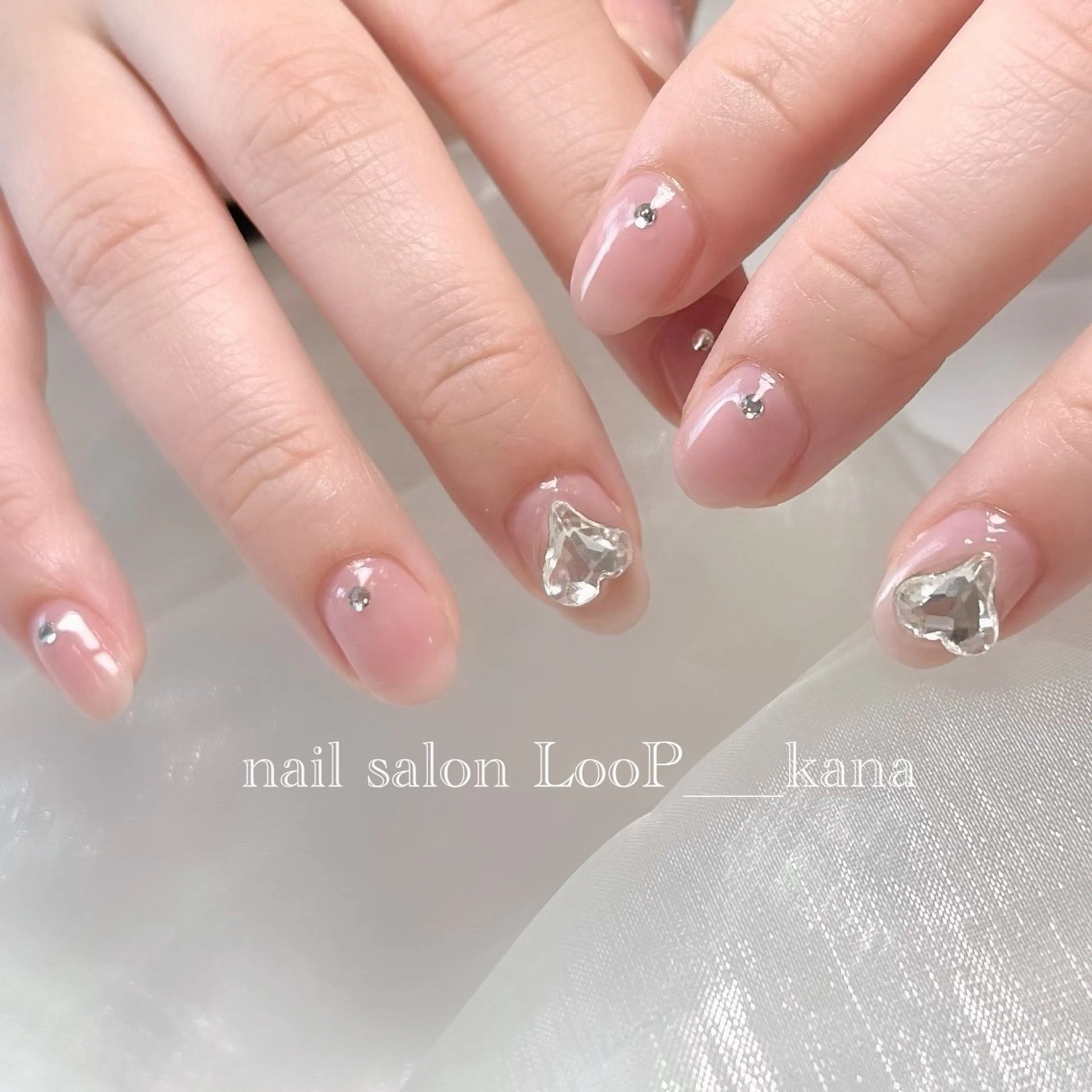 ネイル ハート ピンク ハンドネイル ネイルモデル募集中 LooP-kanaのネイルデザイン