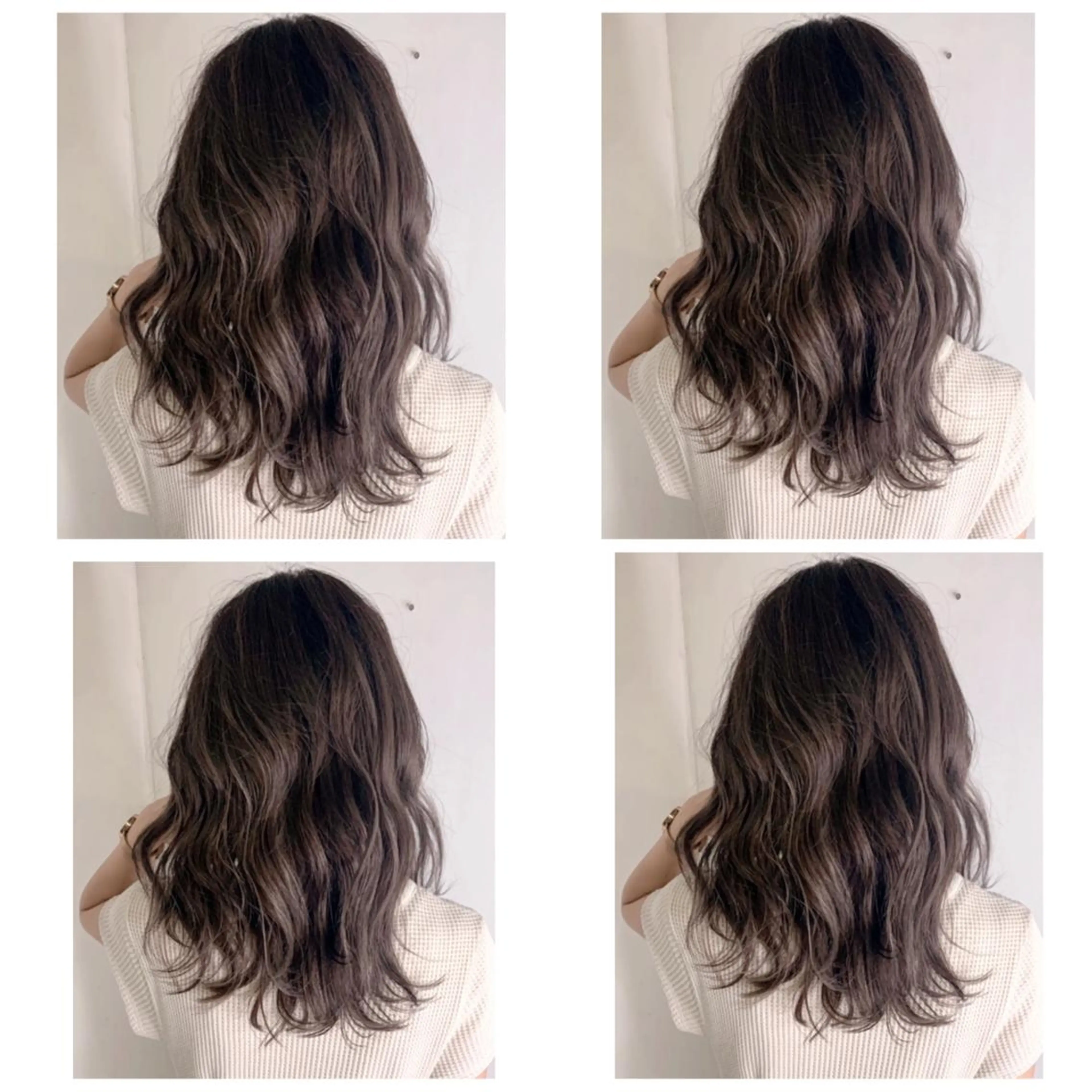 セミロング カラー アッシュ バレイヤージュ ブリーチ デザインカラー グレージュ カット ヘアカラー 京都大人女性ショート 徒歩1分/秋山のヘアスタイル