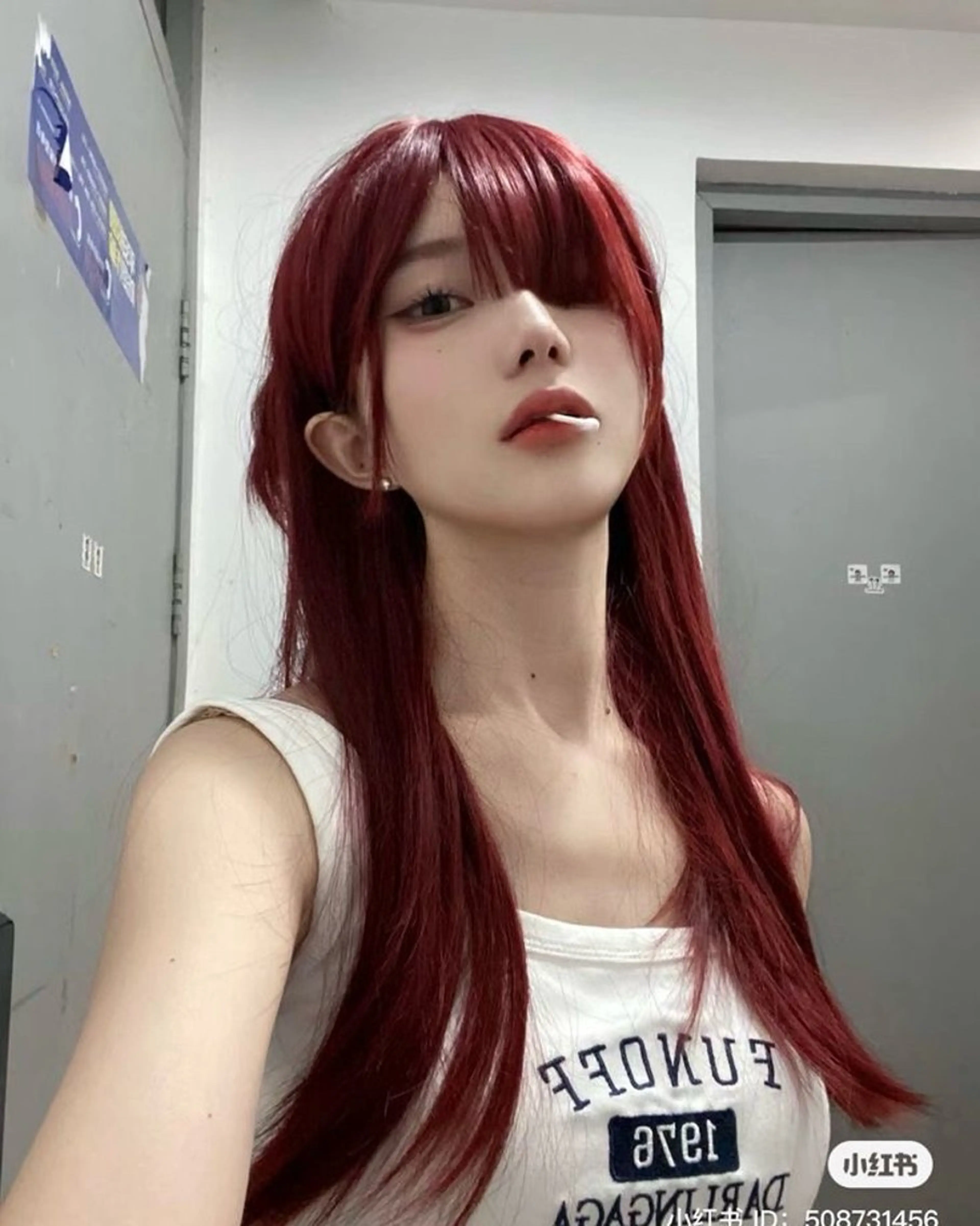 ロング カラー ヘアアレンジ ケアカラー ロング 🩶学生指名No.1 レッド・ボルドー🩶のヘアスタイル