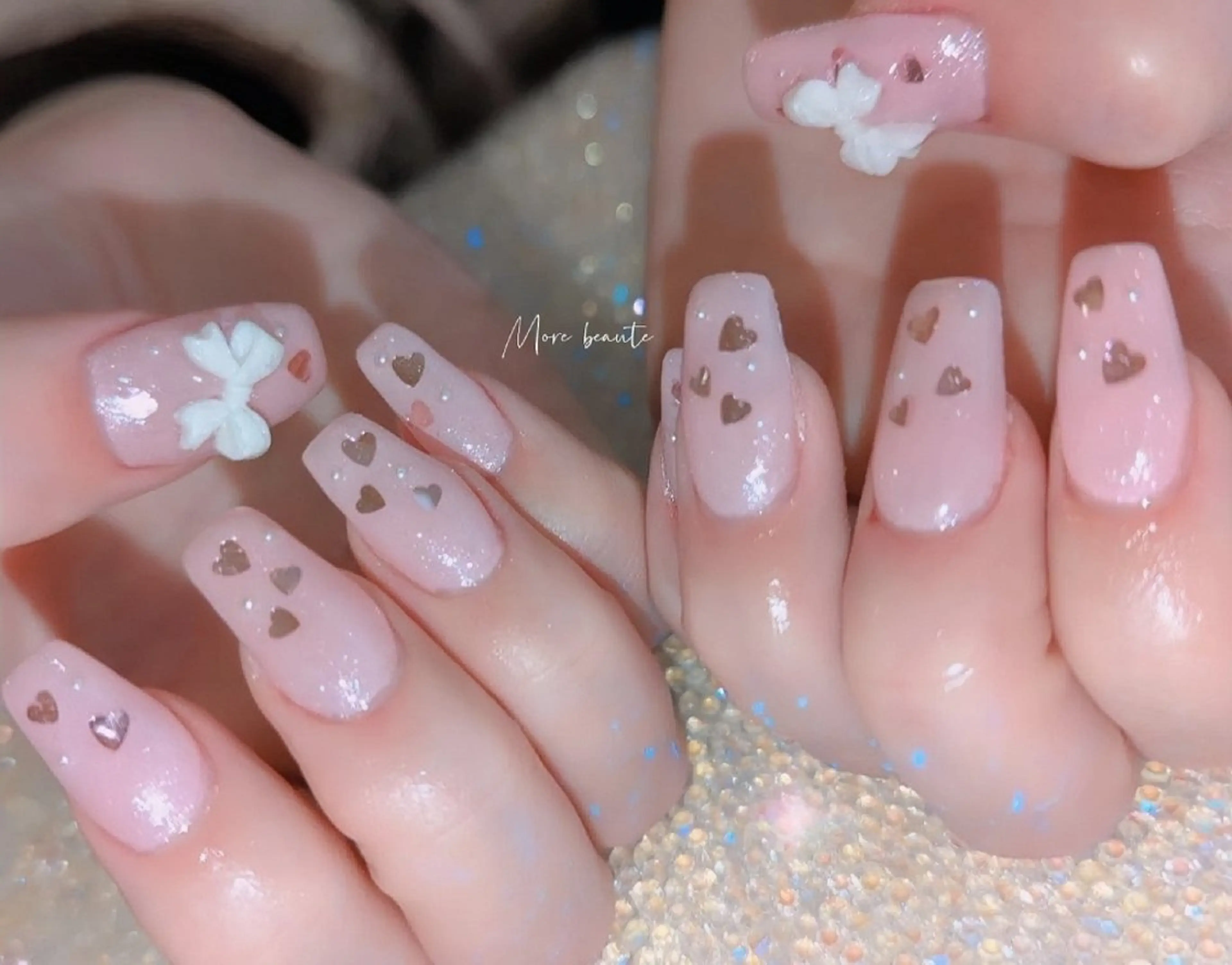 ネイル アートネイル ジェルネイル ハート 韓国ネイル マグネットネイル ハンドネイル I LOVE ME  NAIL.｡.:*♡のネイルデザイン