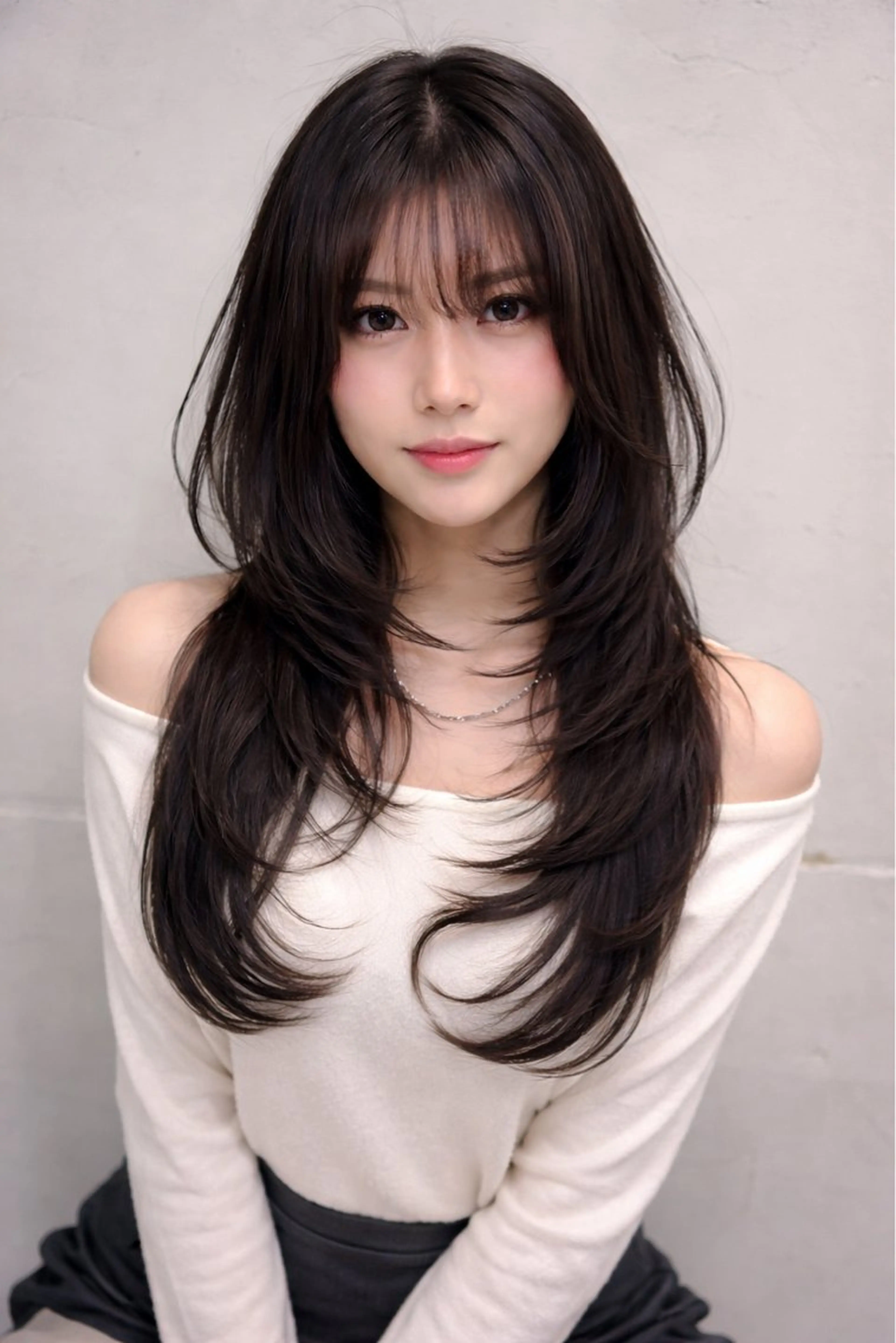 ロング カラー ヘアアレンジ カット ヘアカラー トリートメント ヘッドスパ ヘアセット 韓国レイヤーカット /韓国トレンドカラーのヘアスタイル