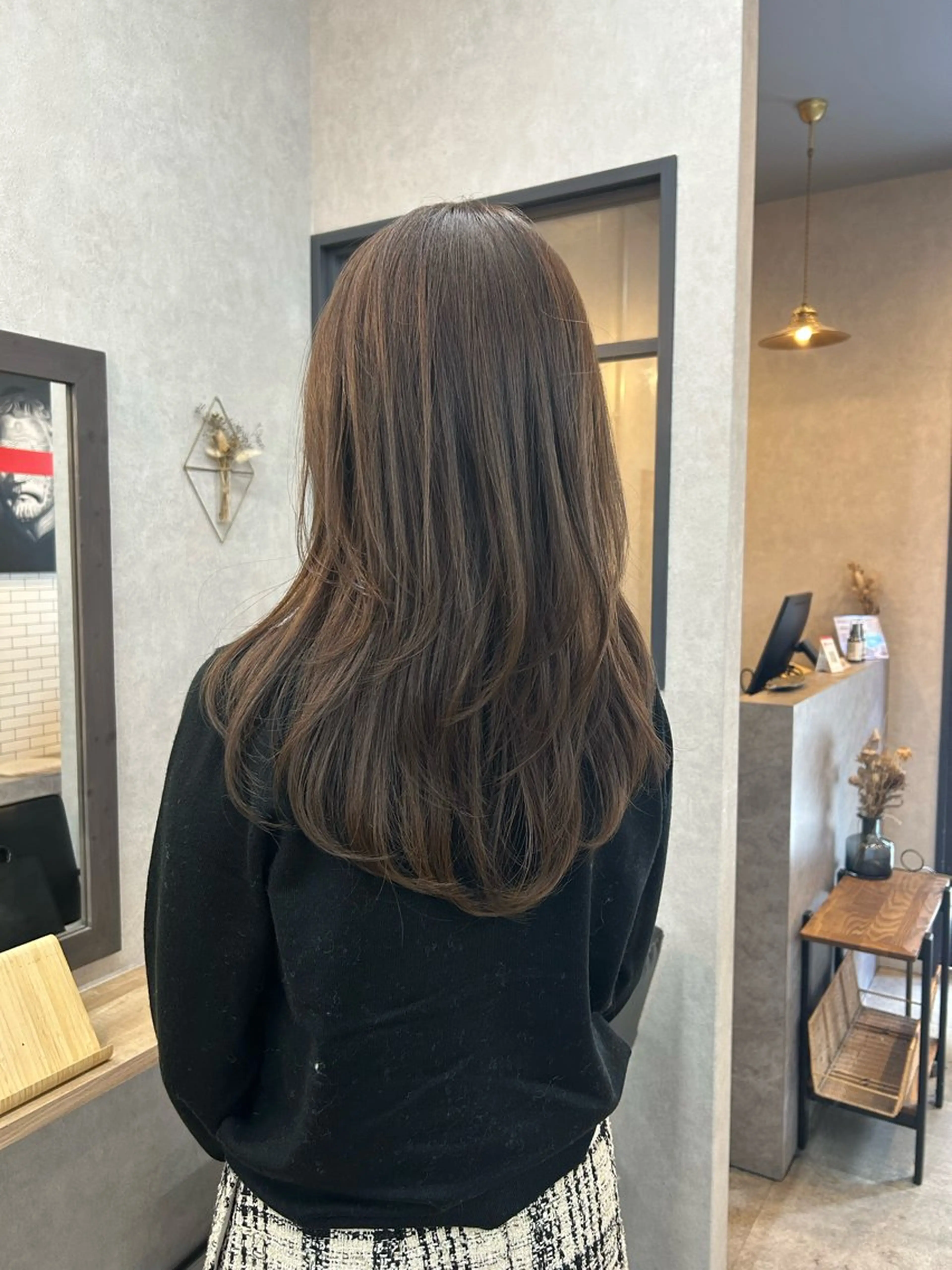セミロング カラー カット ヘアカラー トリートメント いなみね はるきのヘアスタイル