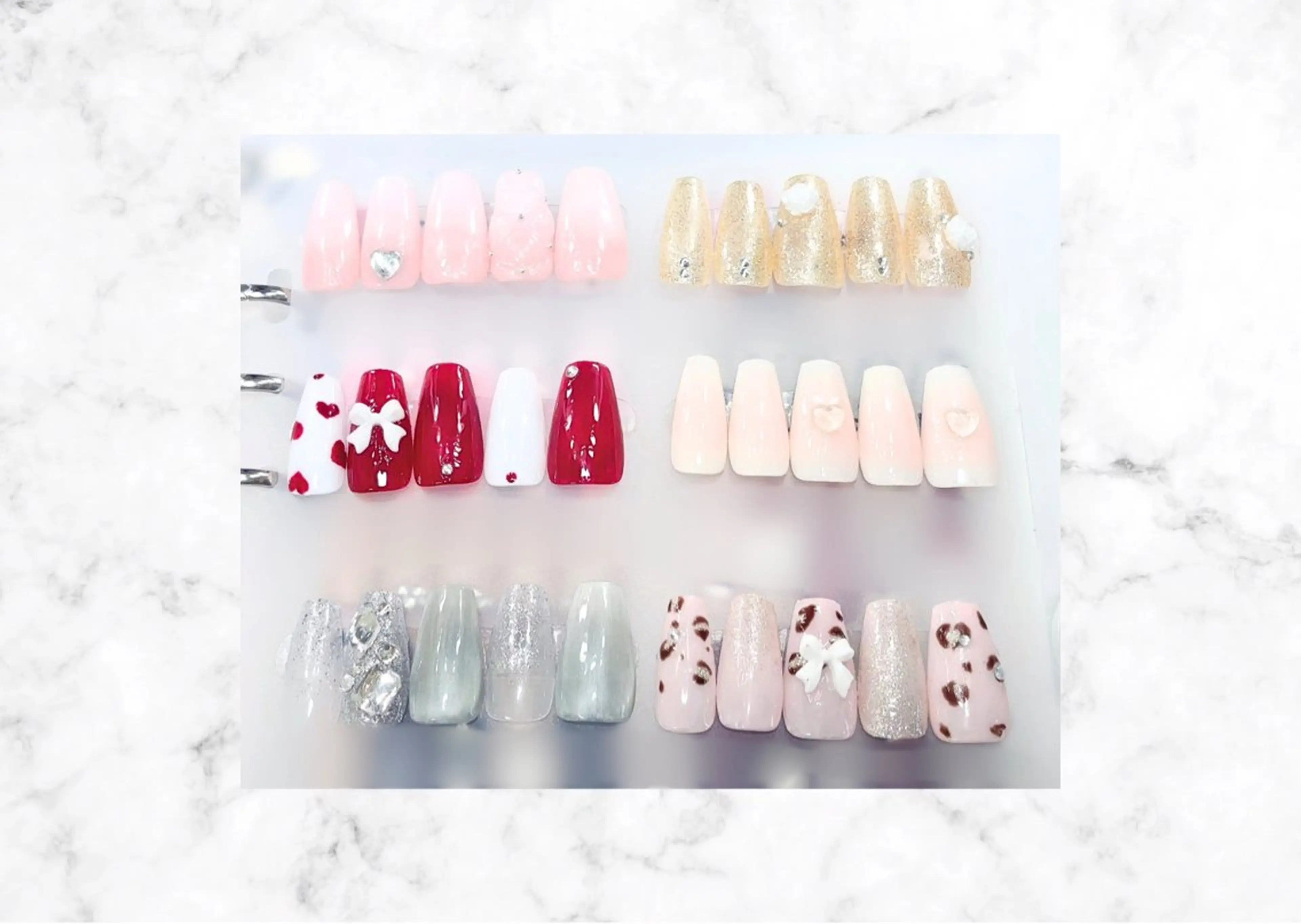 ネイル チークネイル ハート 韓国ネイル リボン ワンホンネイル ハンドネイル バストアップサロン LUNAのネイルデザイン