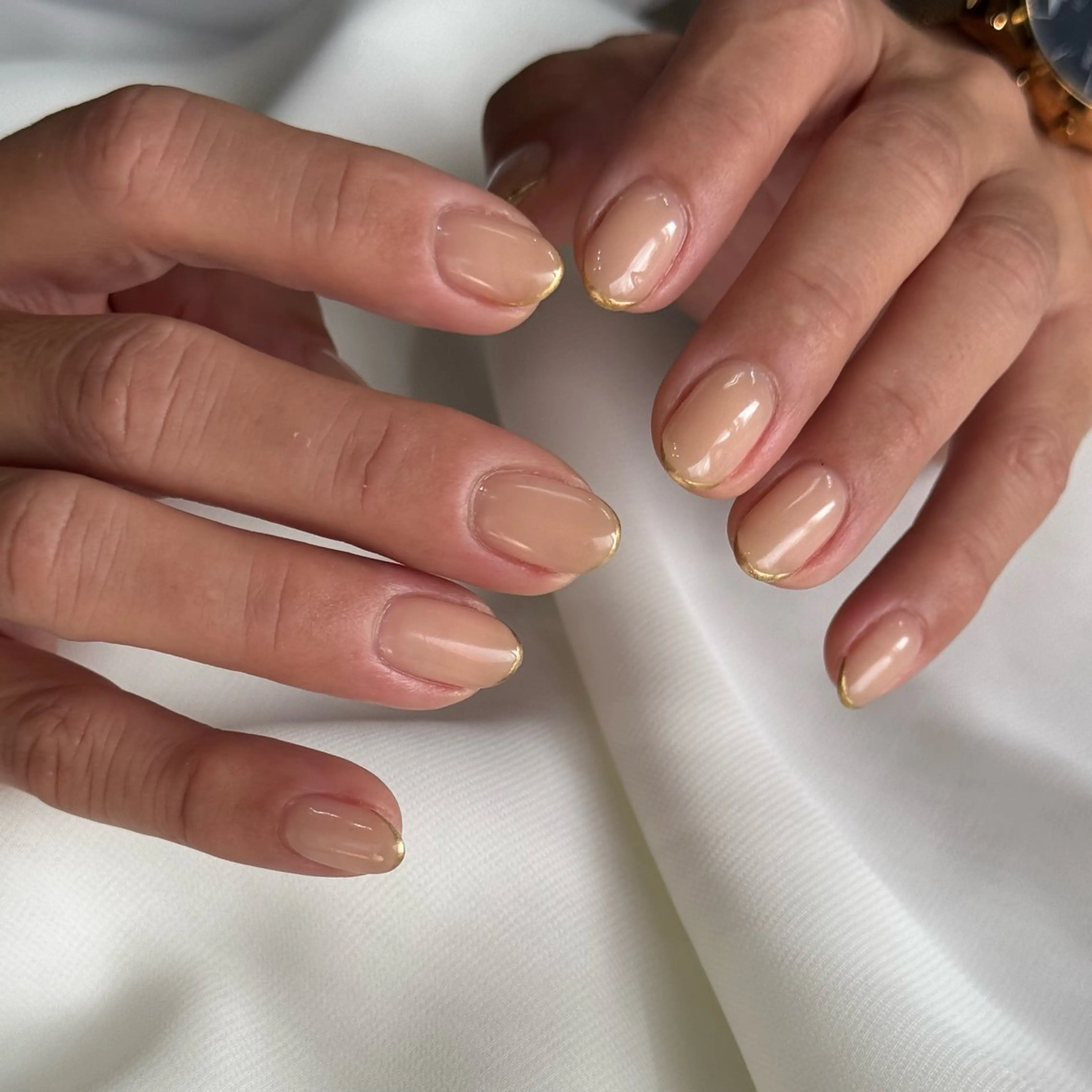 ネイル フレンチネイル ゴールド ハンドネイル HARUKA ネイリスト福岡/薬院のネイルデザイン