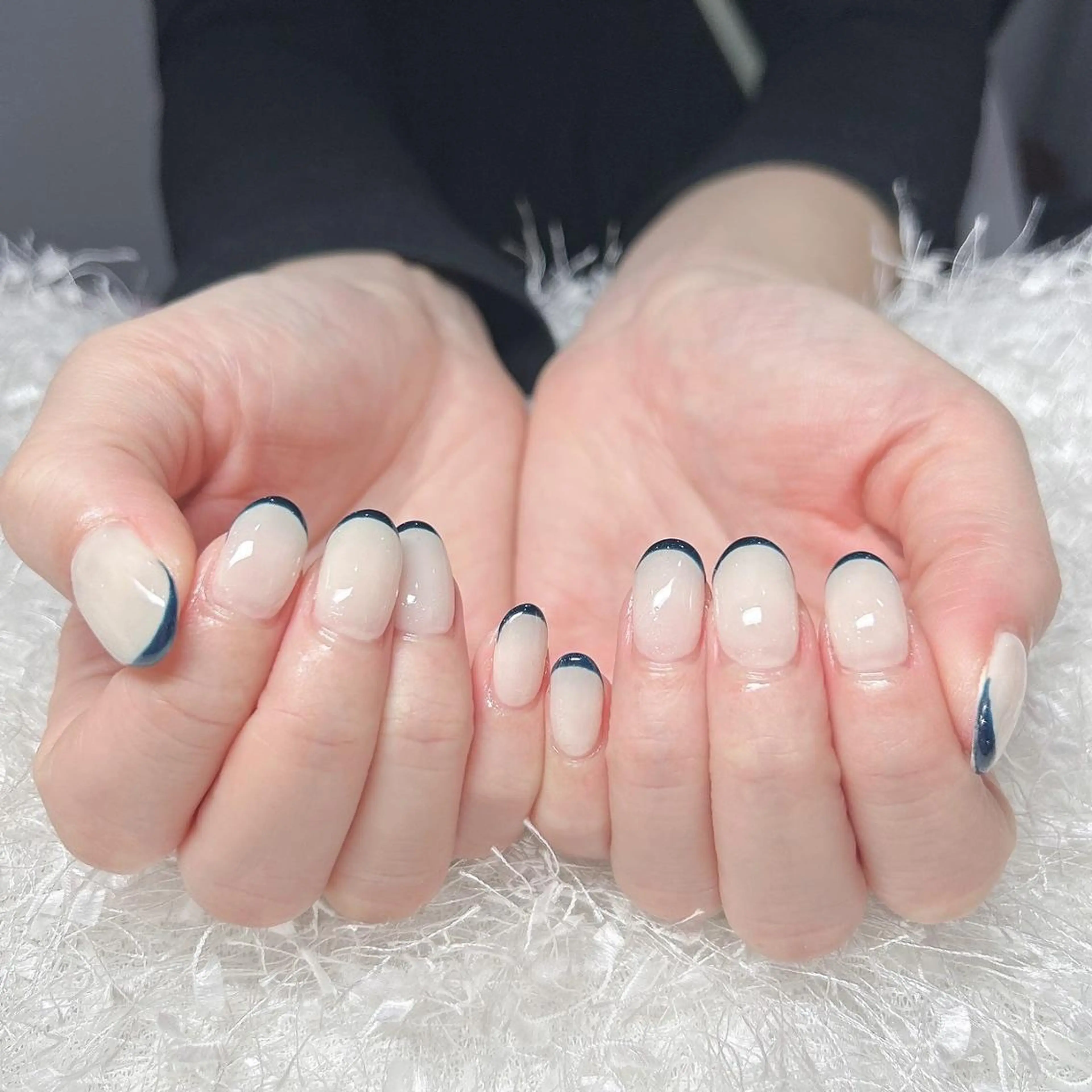 ネイル 長さ出し フレンチネイル ジェルネイル グラデーション 韓国ネイル ハンドネイル Nail&eye Belire 新宿のネイルデザイン