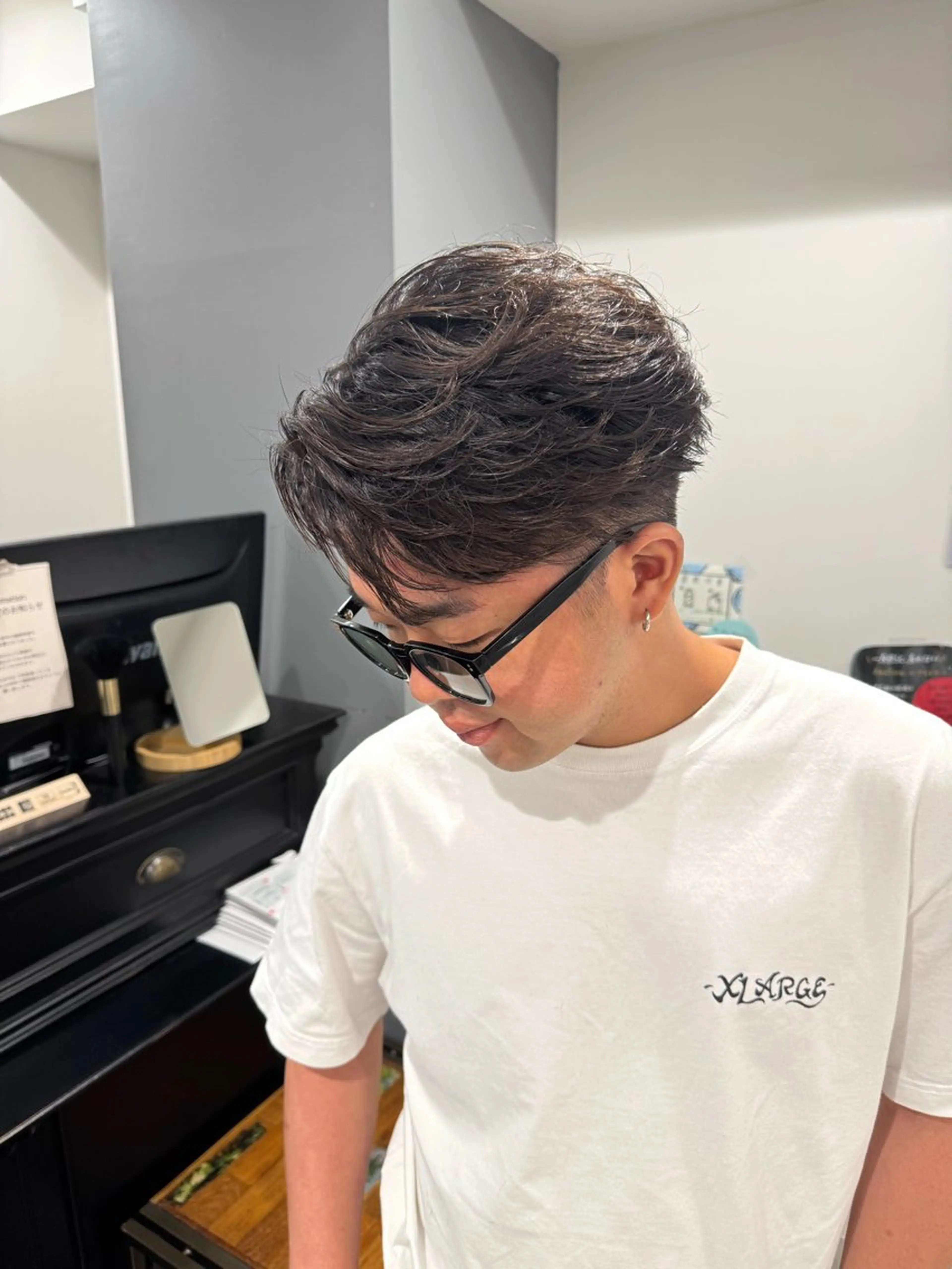 パーマ メンズ フェザーパーマ メンズパーマ カット パーマ りんと/メンズ特化/ フェード×パーマのヘアスタイル