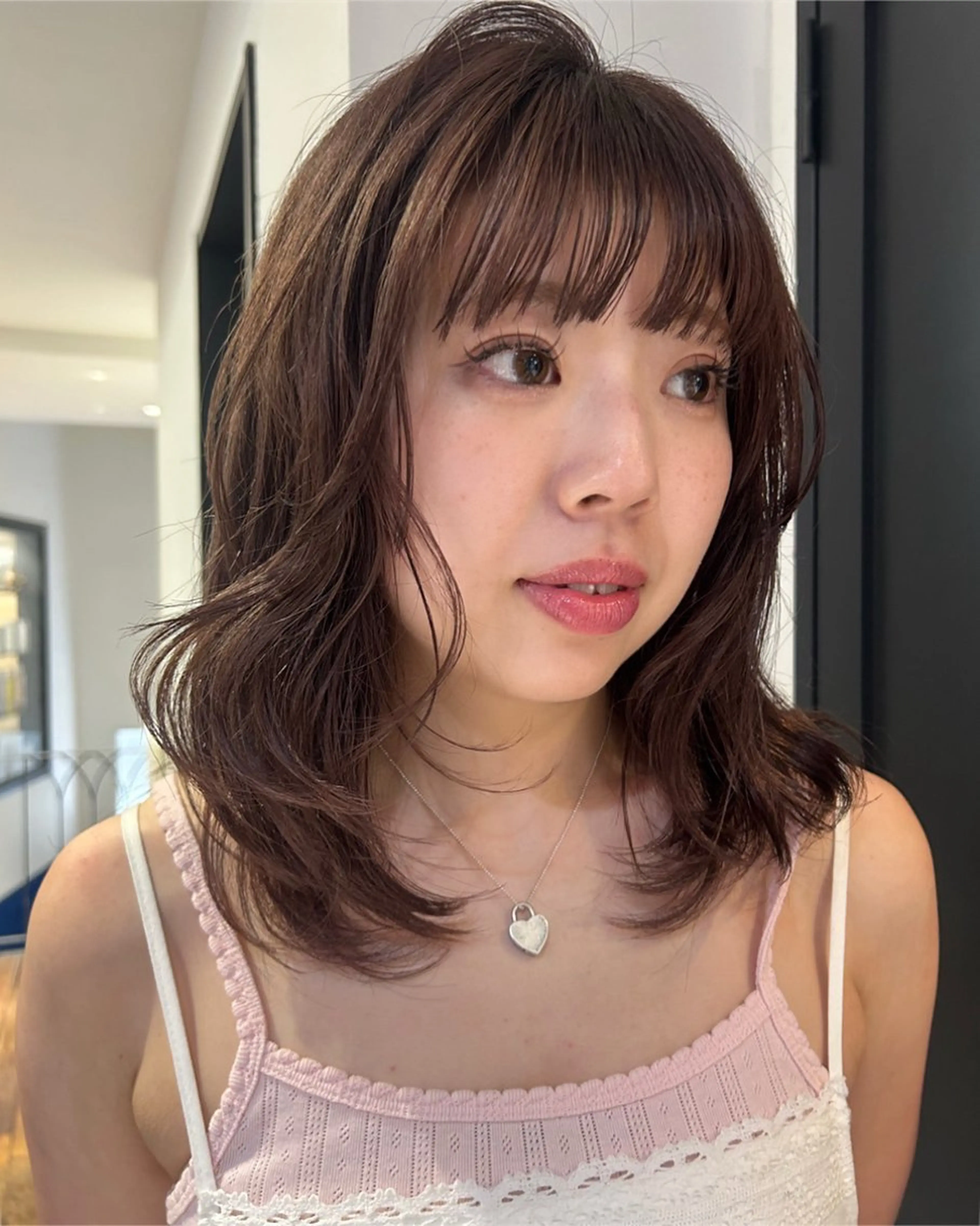 ミディアム カラー パーマ メンズ カット ヘアカラー レイヤー/透明感/ ブリーチなし/わかなのヘアスタイル