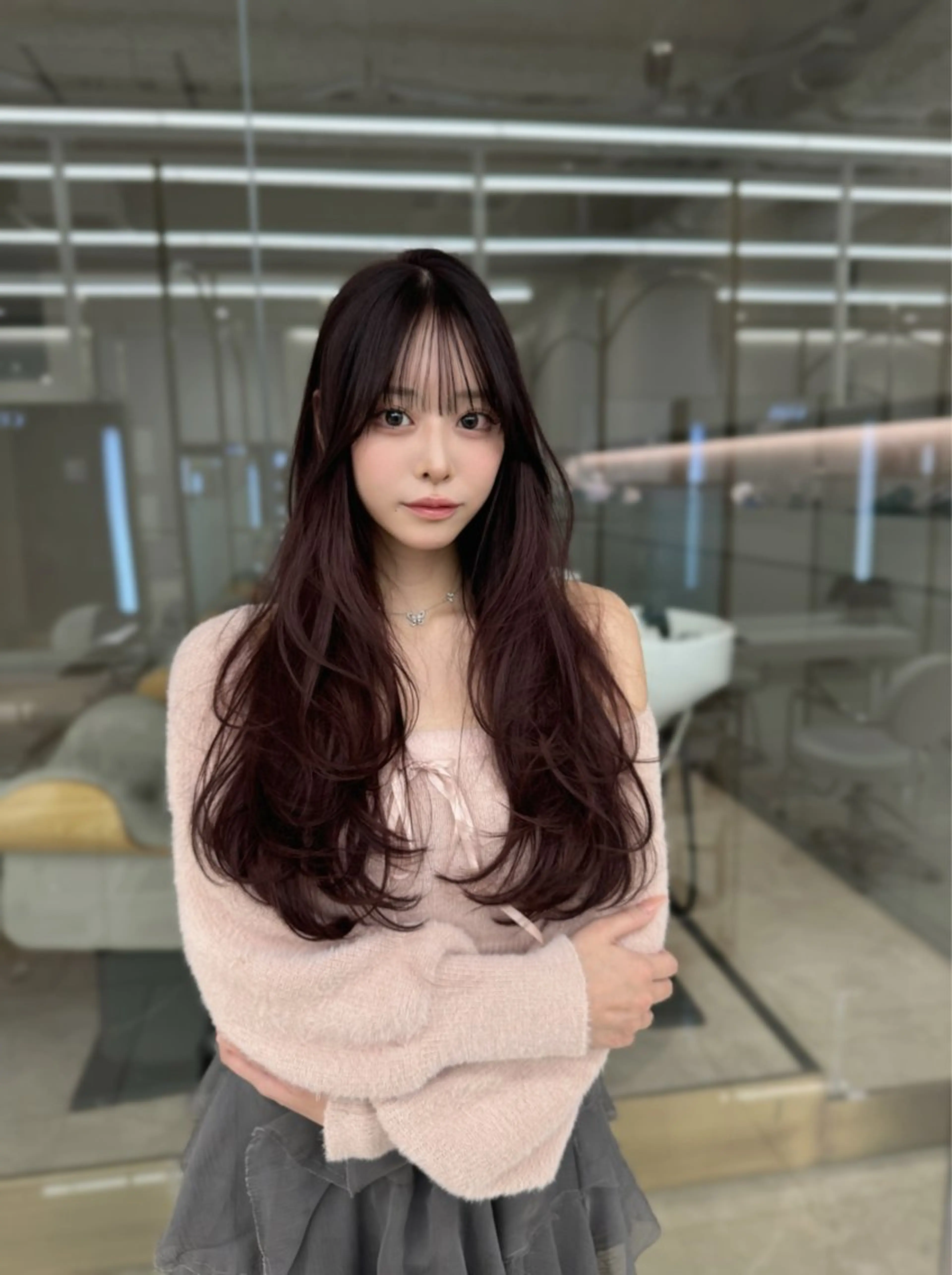 ロング カラー カット ヘアカラー トリートメント COA GINZA 空也/前髪/顔まわりのヘアスタイル